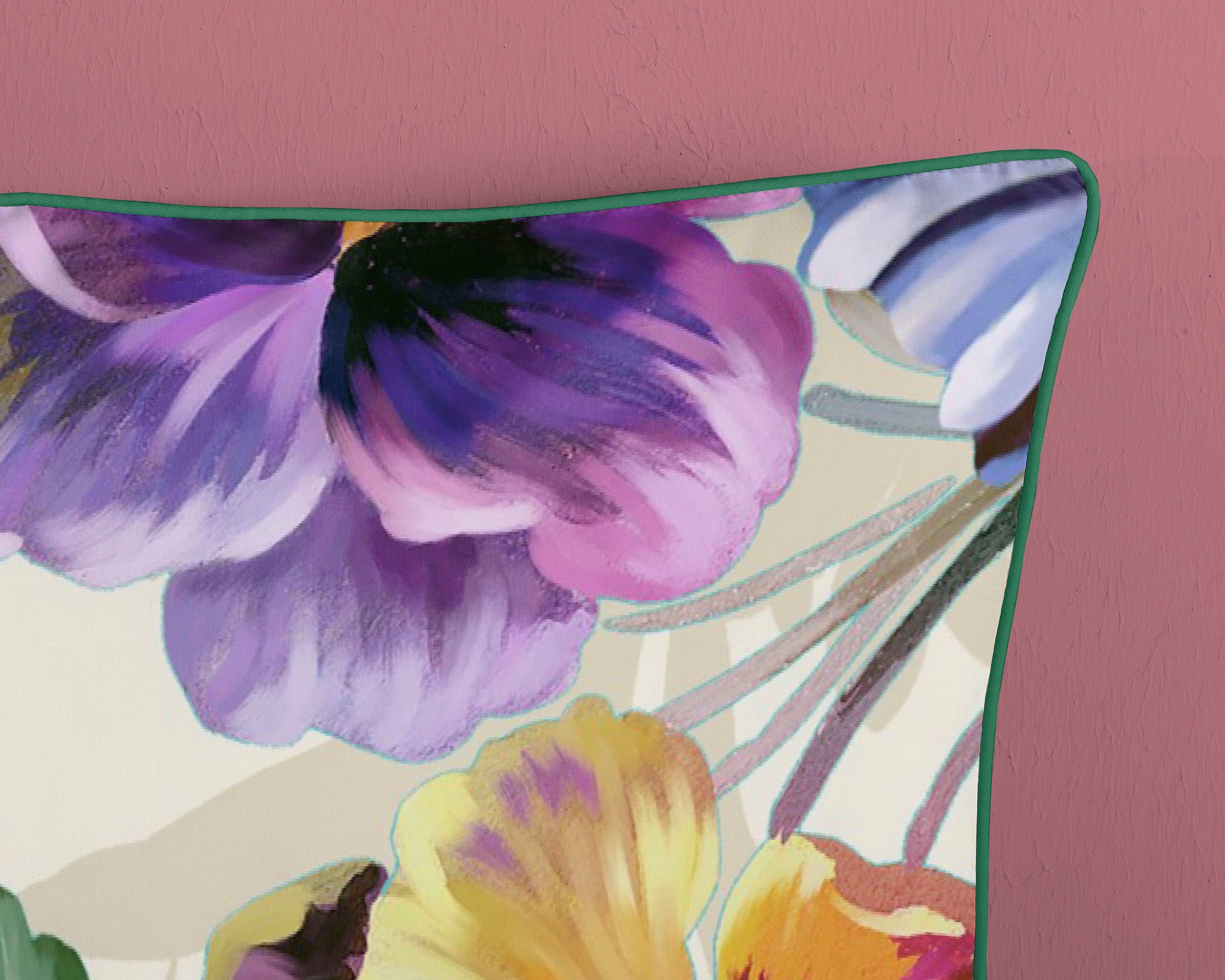 Descanso Wendebettwäsche »Novara«, Baumwolle, Satin, 135x200, Biese, Reissverschluss, Wende, Blumen, Natur