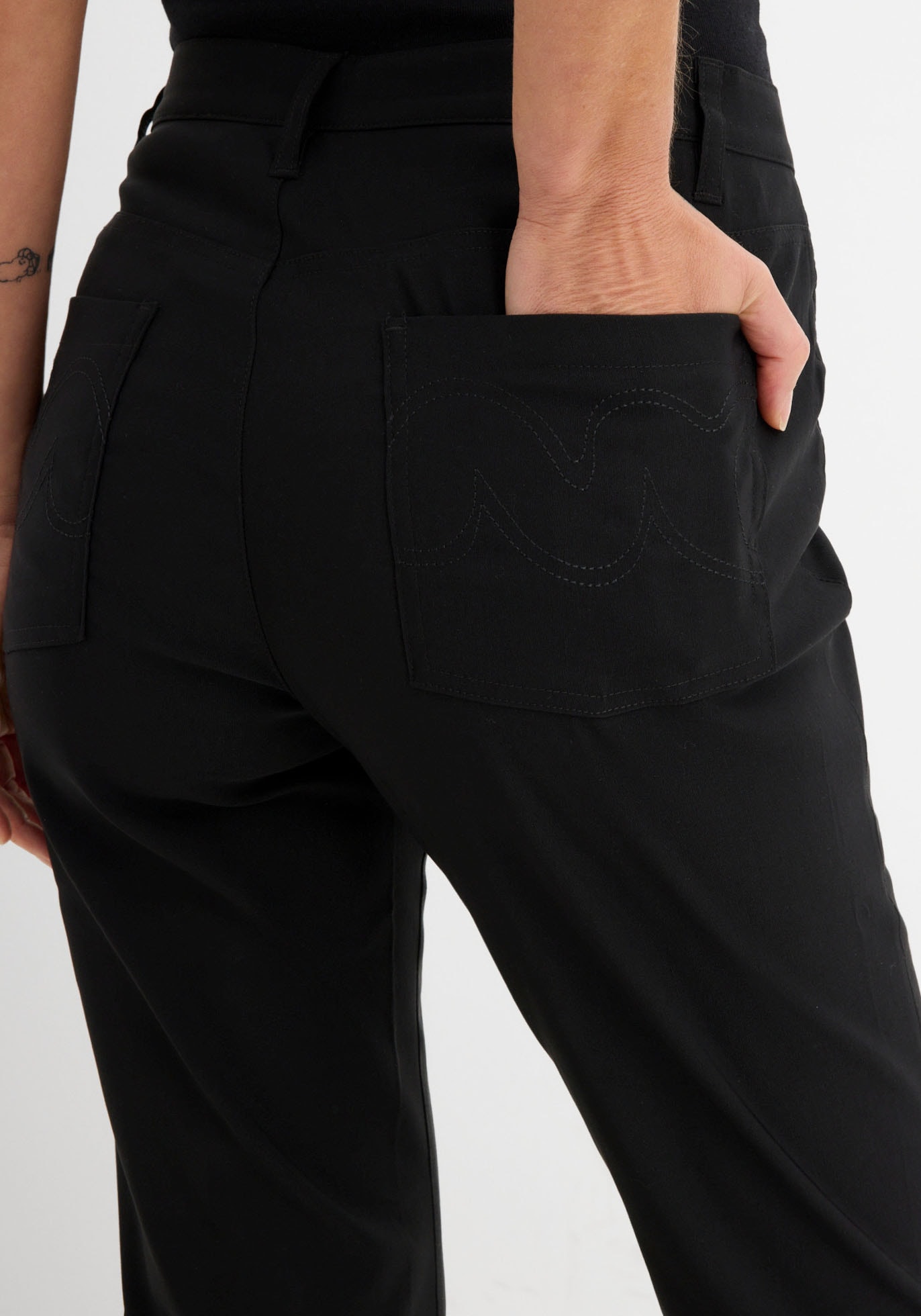 bonprix Stretch-Hose  aus Viskose, mit Bootcut-Design, Regular Fit, mit Gürtelschlaufen