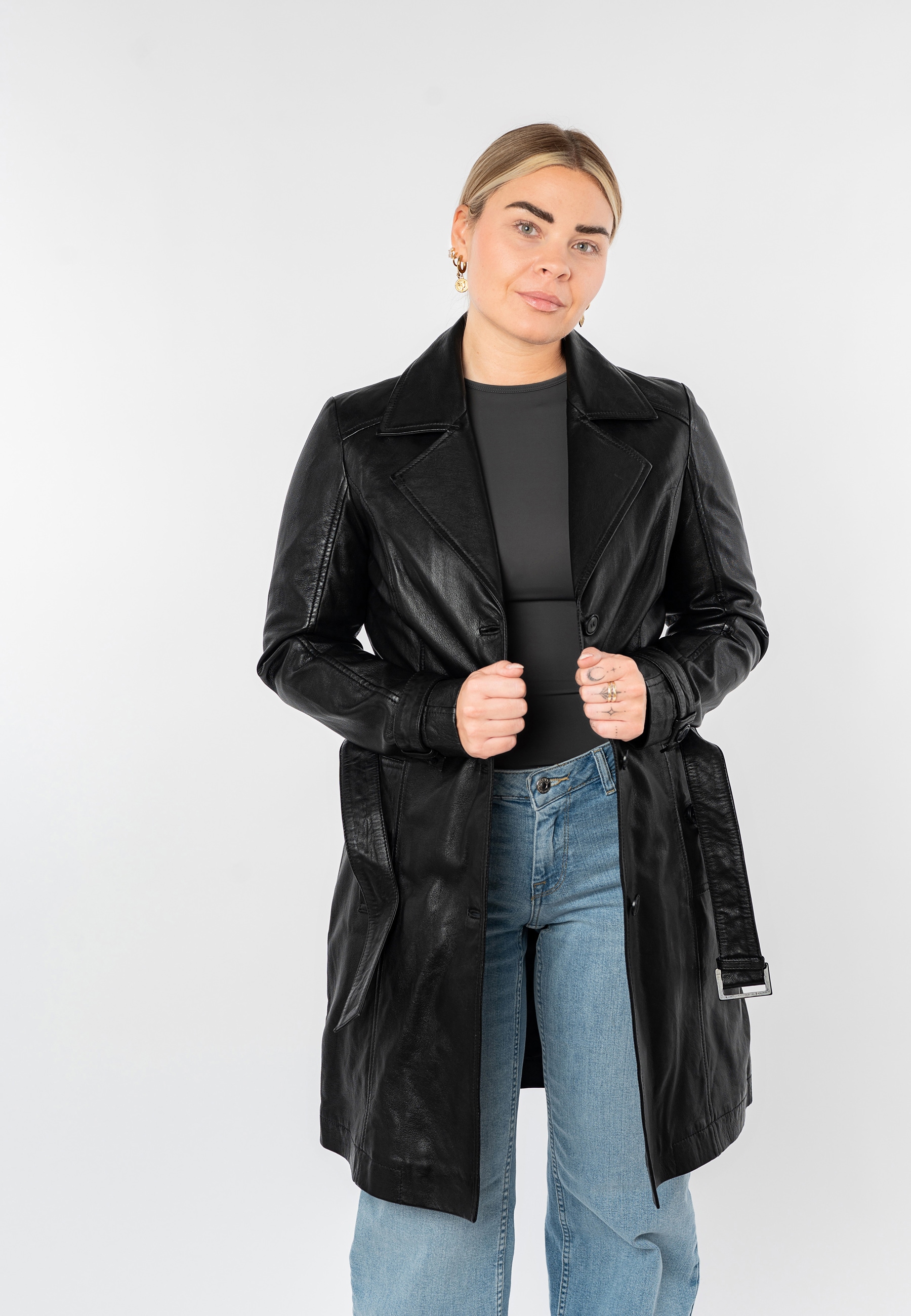 Mauritius Trench-coat »MWLeoniz« aus Echtleder, mit Taillengürtel