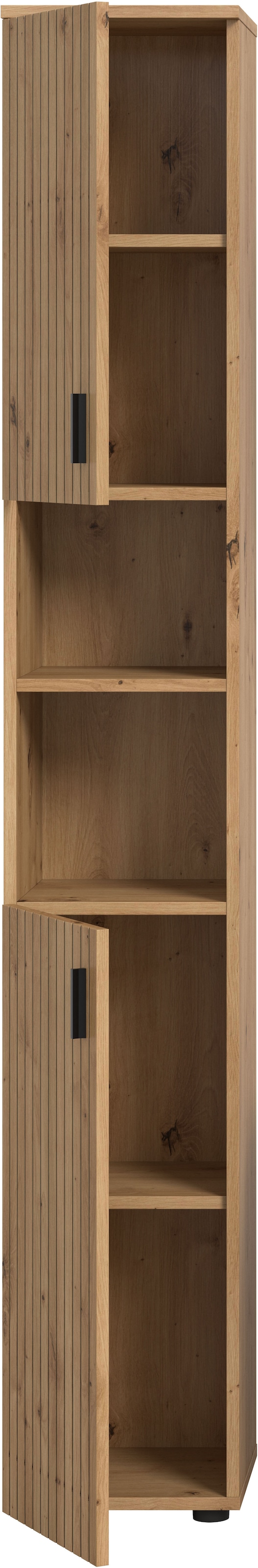 welltime Hochschrank »MANI, Höhe: 192 cm, Paneeloptik, 2 offene Fächer, 2 Türen« 1 Stk. tlg. Hochschrank, Bad-Schrank, Badezimmerschrank, Bad, Badezimmer