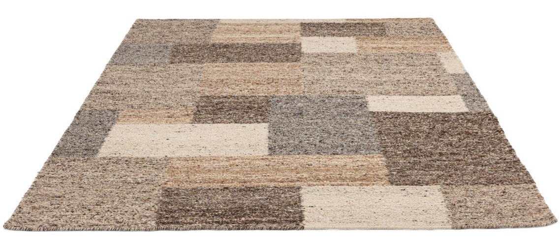 THEKO Tapis en laine »Ehrwald TK-156« Rectangulaire 12 mm Höhe Wendeteppich, besonders flach, reine Wolle, handgewebt, warme Farben