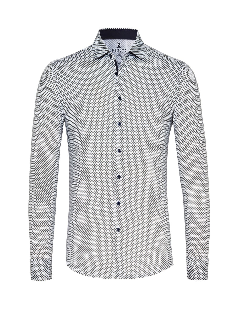 DESOTO Businesshemd »Jerseyhemd Casual Kent langarm«, Flexibler Stretch, mit Minimal Print, Kentkragen
