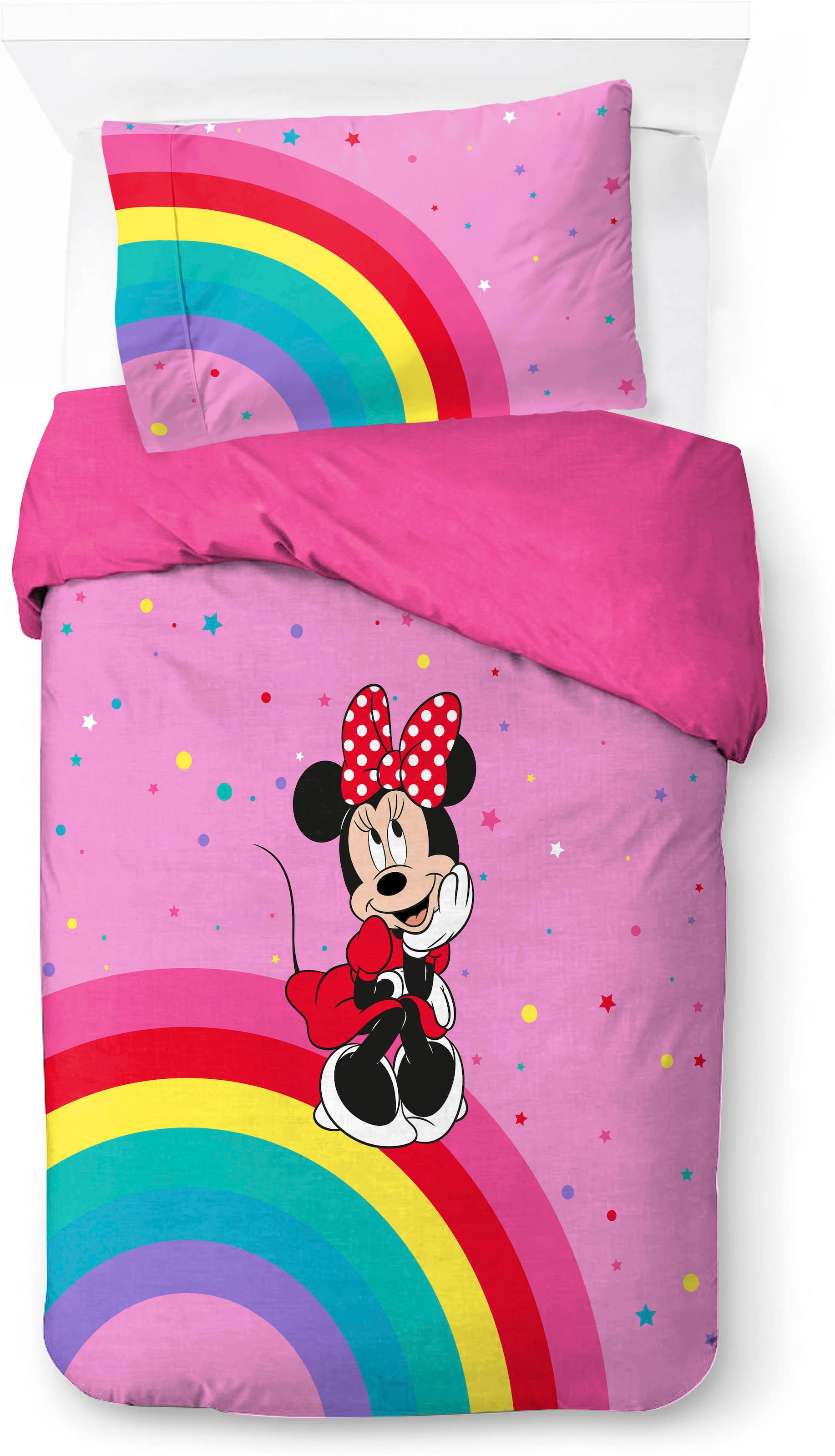 Image of Disney Kinderbettwäsche "Minnie Mouse Rainbow" 2 100% Baumwolle