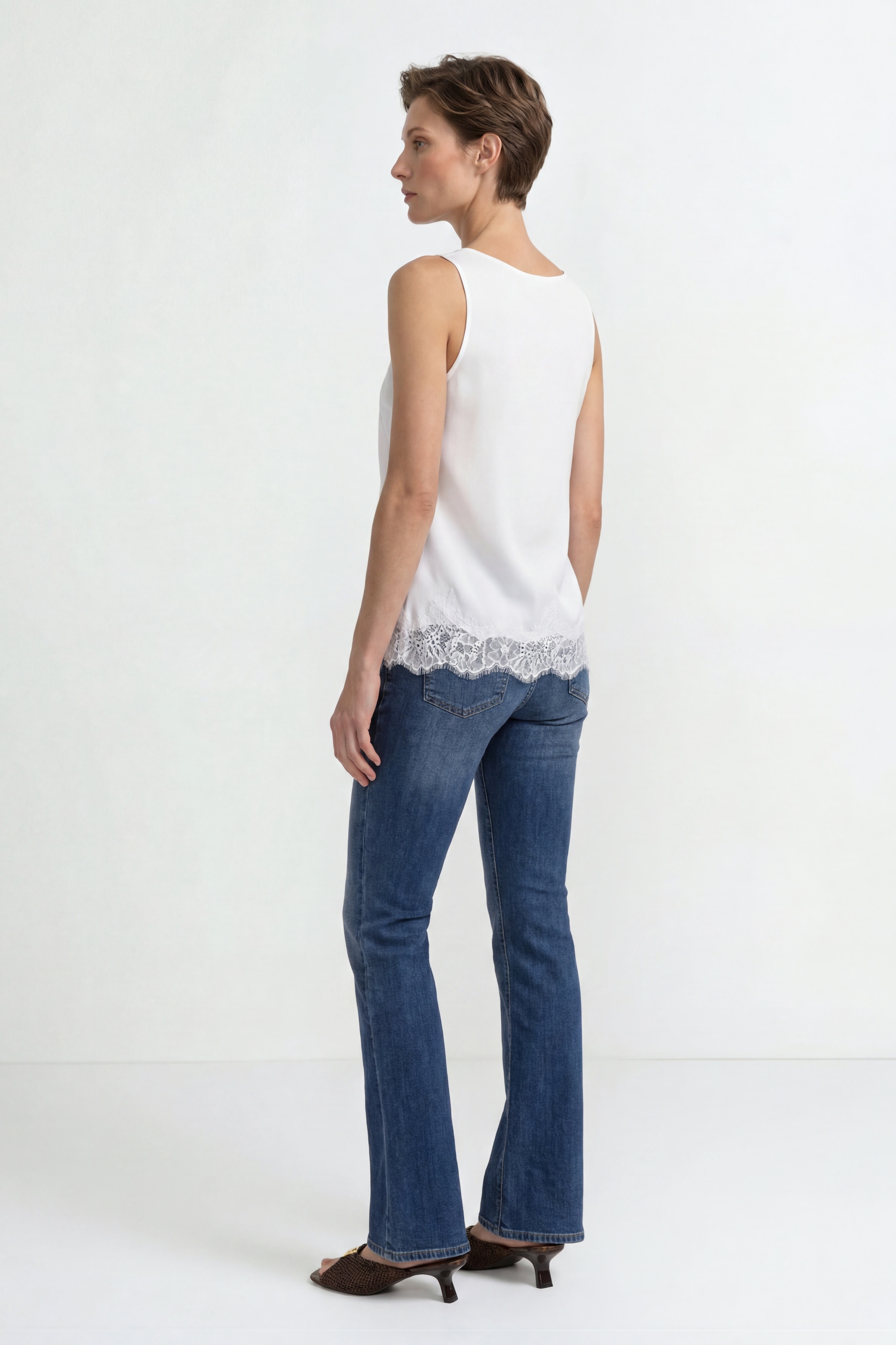 RICHROYAL Haut de chemise avec bordure en dentelle à l'ourlet, aspect satin élégant