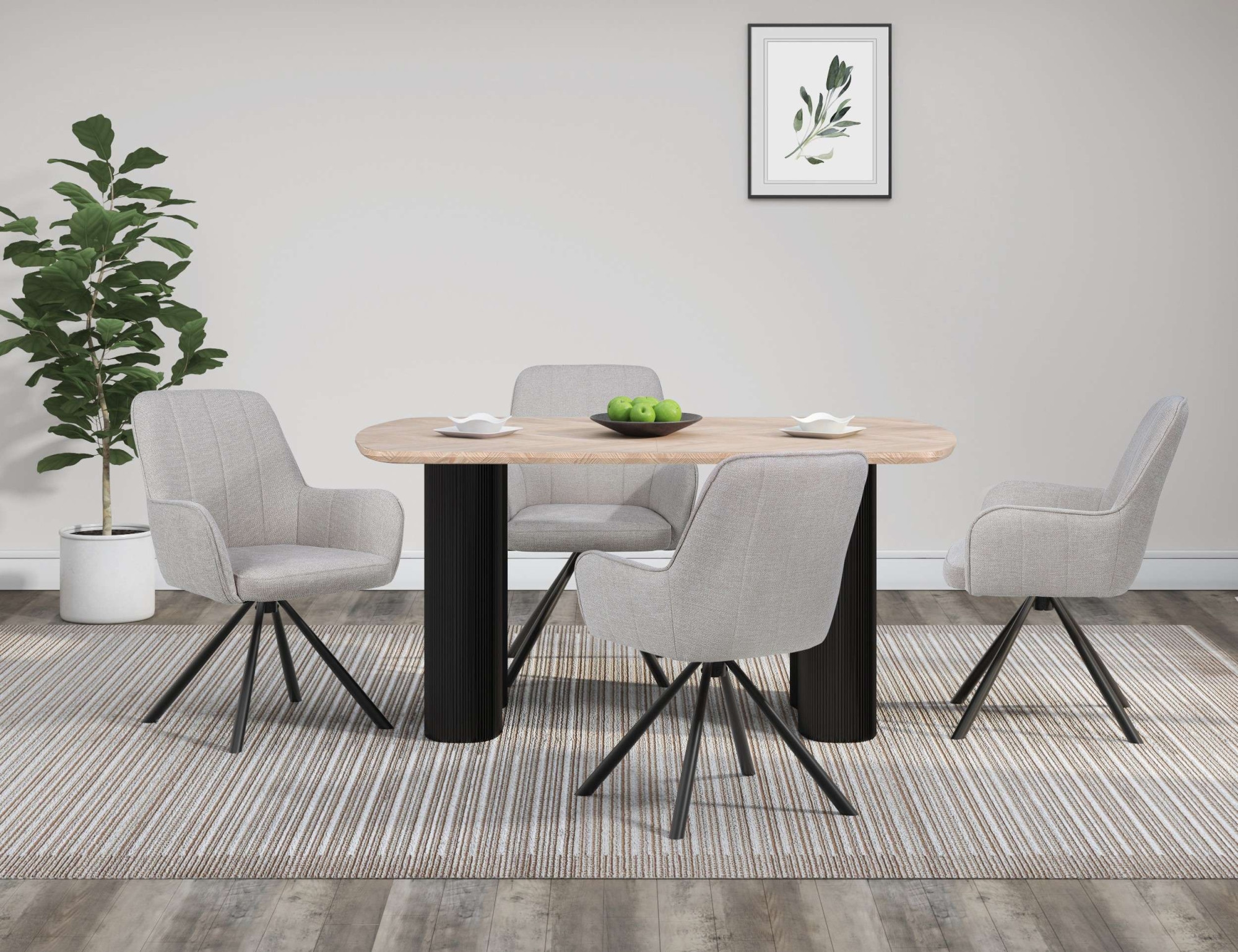 GOODproduct Esstisch »Bessonville« Tischplatte in Fischgrätoptik, Beine mit Rillenstruktur, Höhe 76 cm