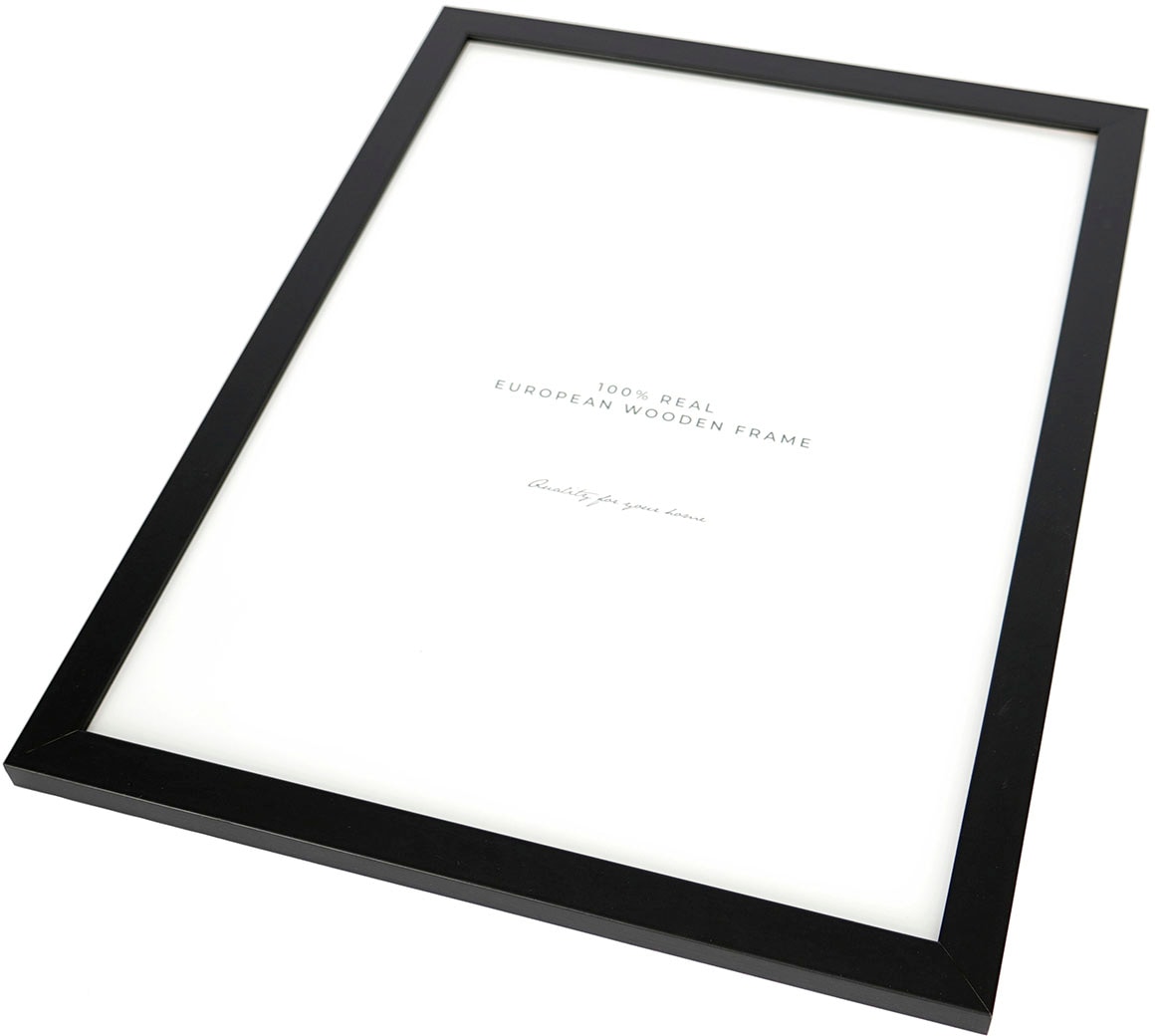 queence Bild »Bunter Vogel«, Vögel-Vogelbilder-Blumen-Blumenbilder-Abstrakt-Pflanzen-Pflanzenbilder, (1 St.), HD Premium Poster-Druck inkl. Holzrahmen