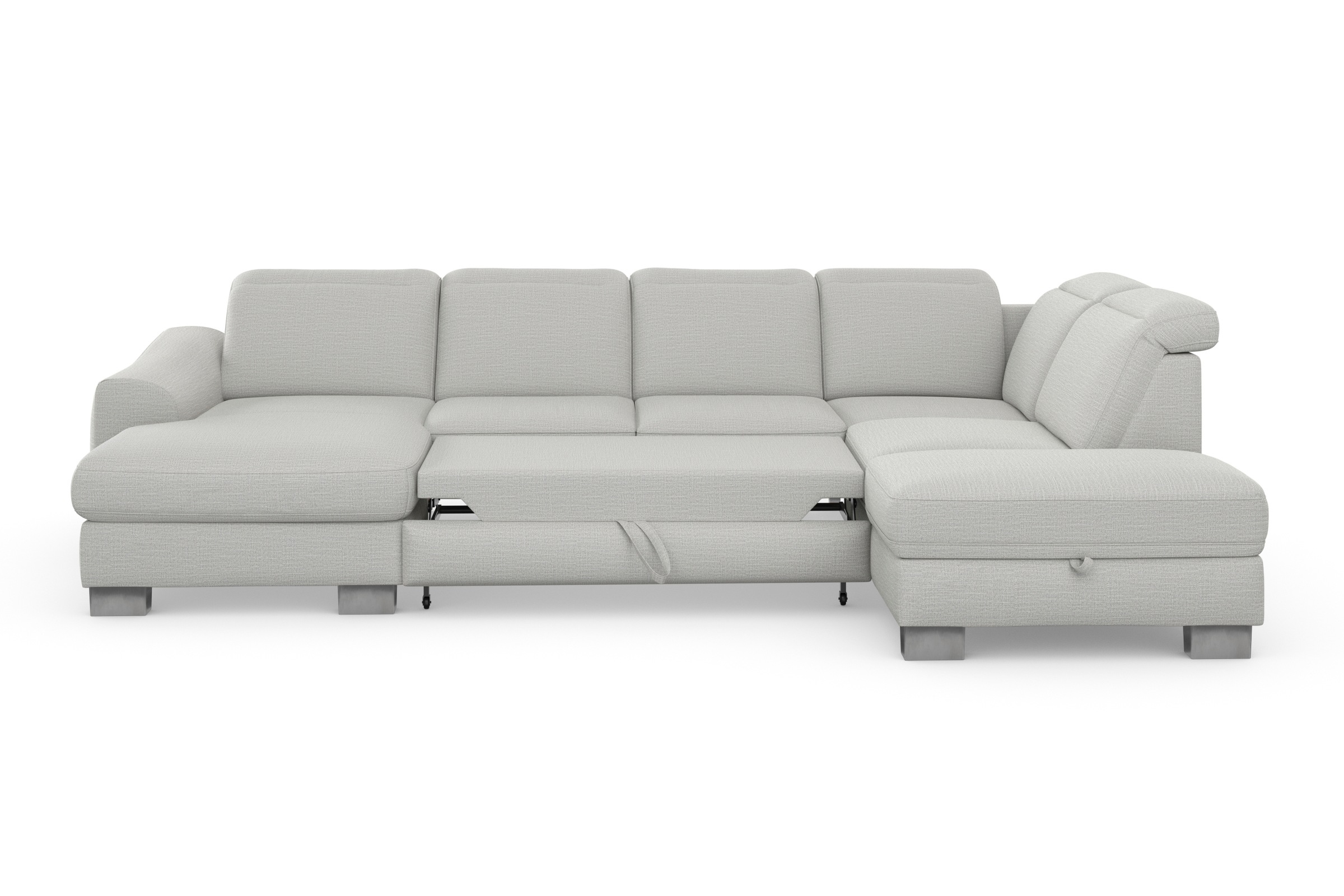 sit&more Wohnlandschaft »Dundee U-Form«, mit Federkern und Edelstahlfüssen, wahlweise mit Kopfteilverstellung