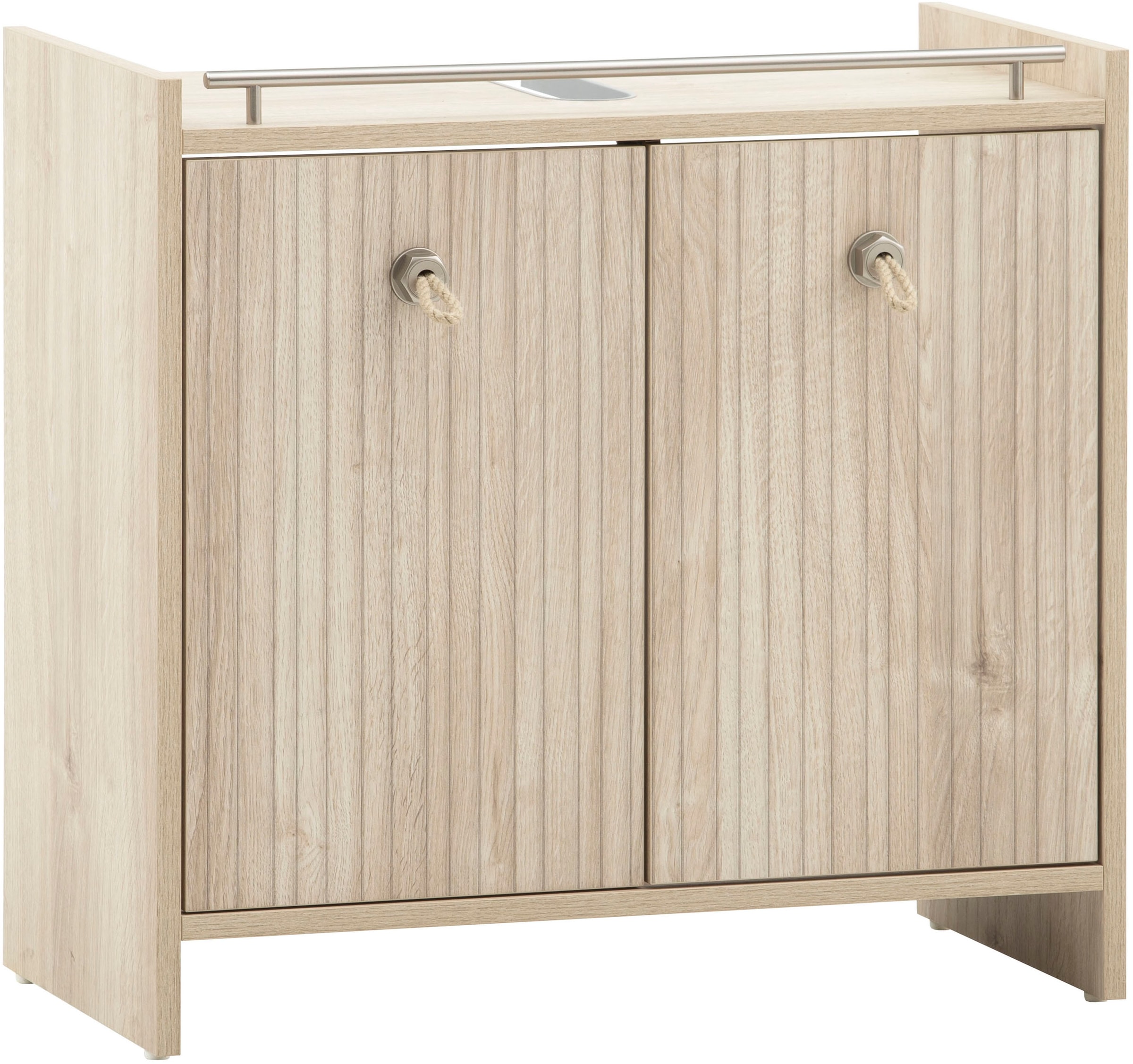 Schildmeyer Armoire sous lavabo »SONDERBY, 2 Türen, Breite 65 cm, MADE IN GERMANY« 1 cuis tlg. poignées en corde dans un style maritime, FABRIQUÉ EN ALLEMAGNE