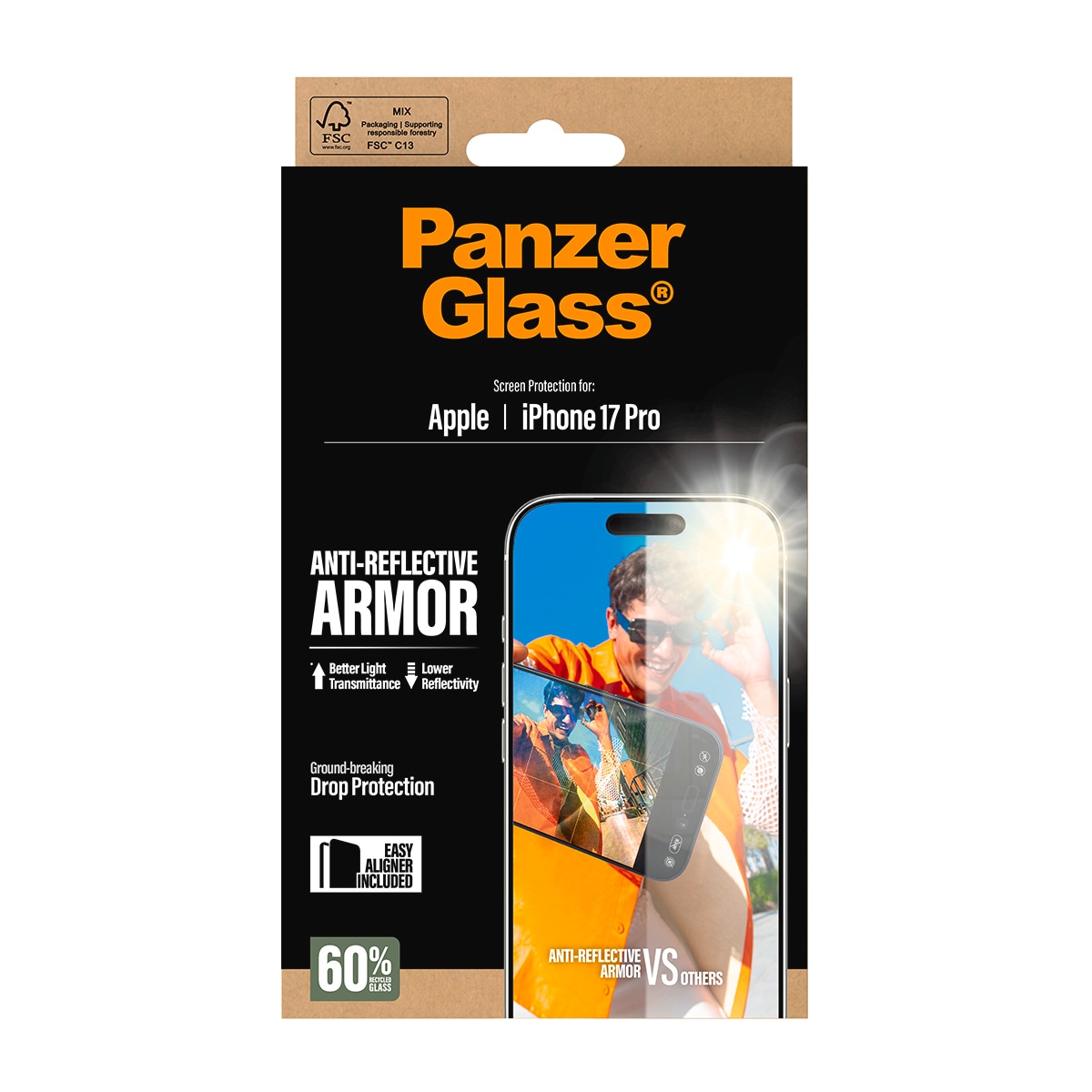 CARE by PanzerGlass Verre de protection d'écran »Anti-Reflective Armor Screen Protector« für Apple iPhone 17 Pro Displayschutzfolie, Schutzfolie, Bildschirmschutz, kratz- & stossfest