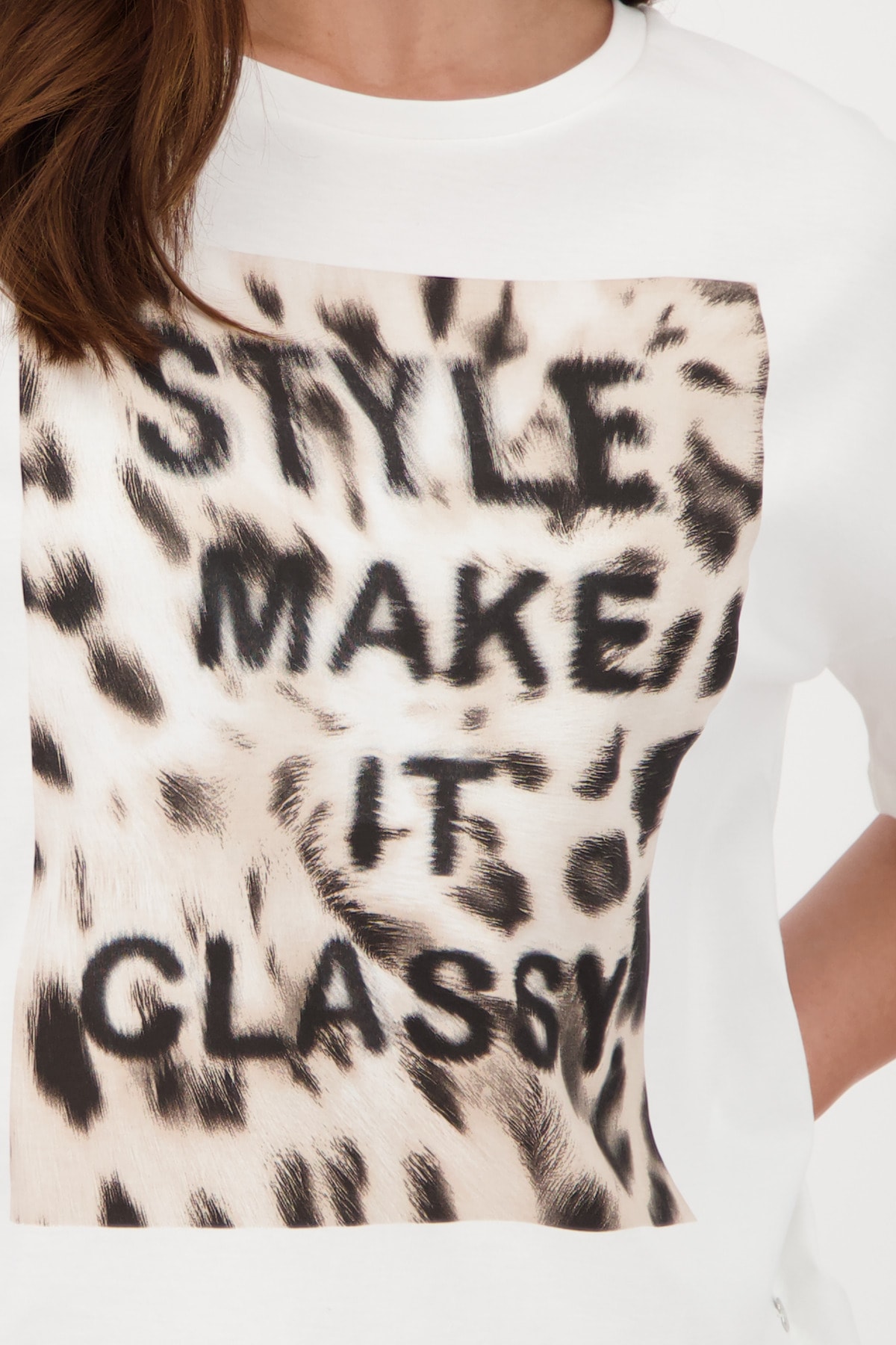 Monari T-Shirt »Shirt Leo + Schrift«, Mit Rundhalsausschnitt