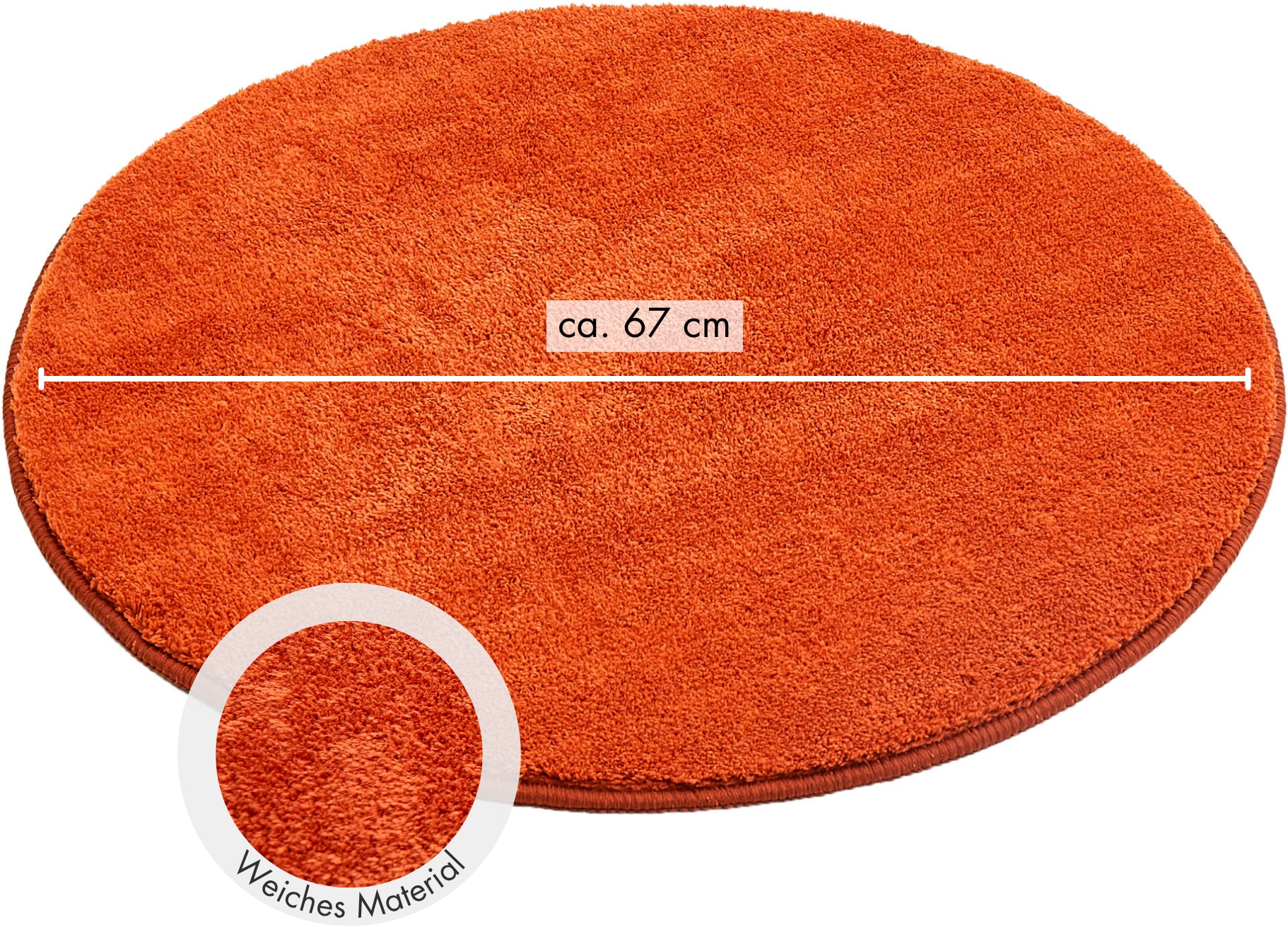 Andiamo Teppich »Arezzo« rund 16 mm Höhe Uni Farben, weicher Flor, waschbar, ideal im Wohnzimmer & Schlafzimmer