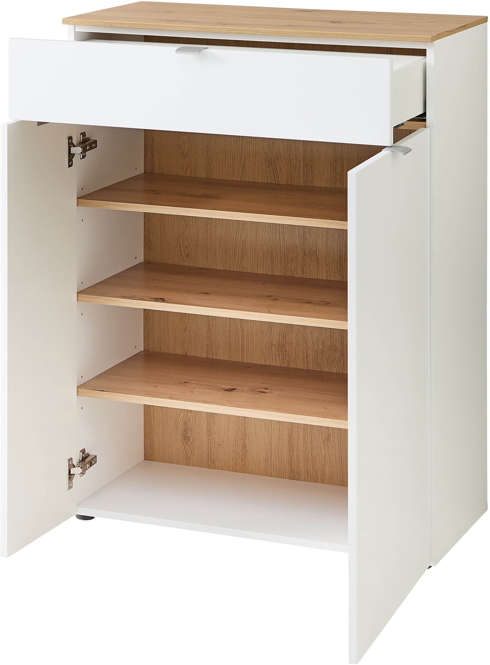 Innostyle Schuhschrank »Bari Schuhschrank mit Schubkasten, BxHxT 78x103x38 cm« 1 Stk. tlg. 2 türig, 1 Schübkasten, 4 Fächer, Softclose, ABS Kantenschutz