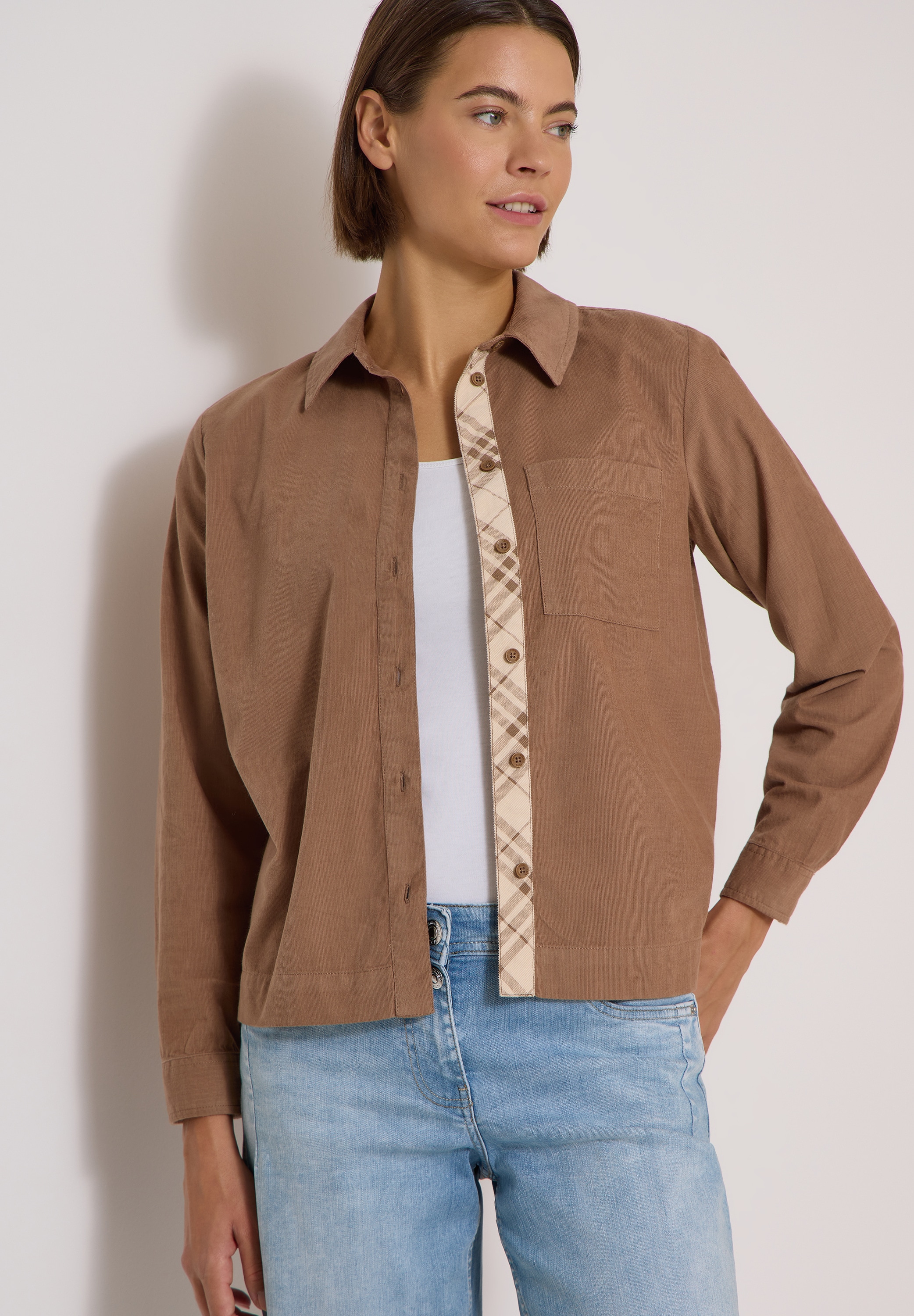 Image of Cecil Langarmbluse Hemdbluse aus Cord mit Knöpfen