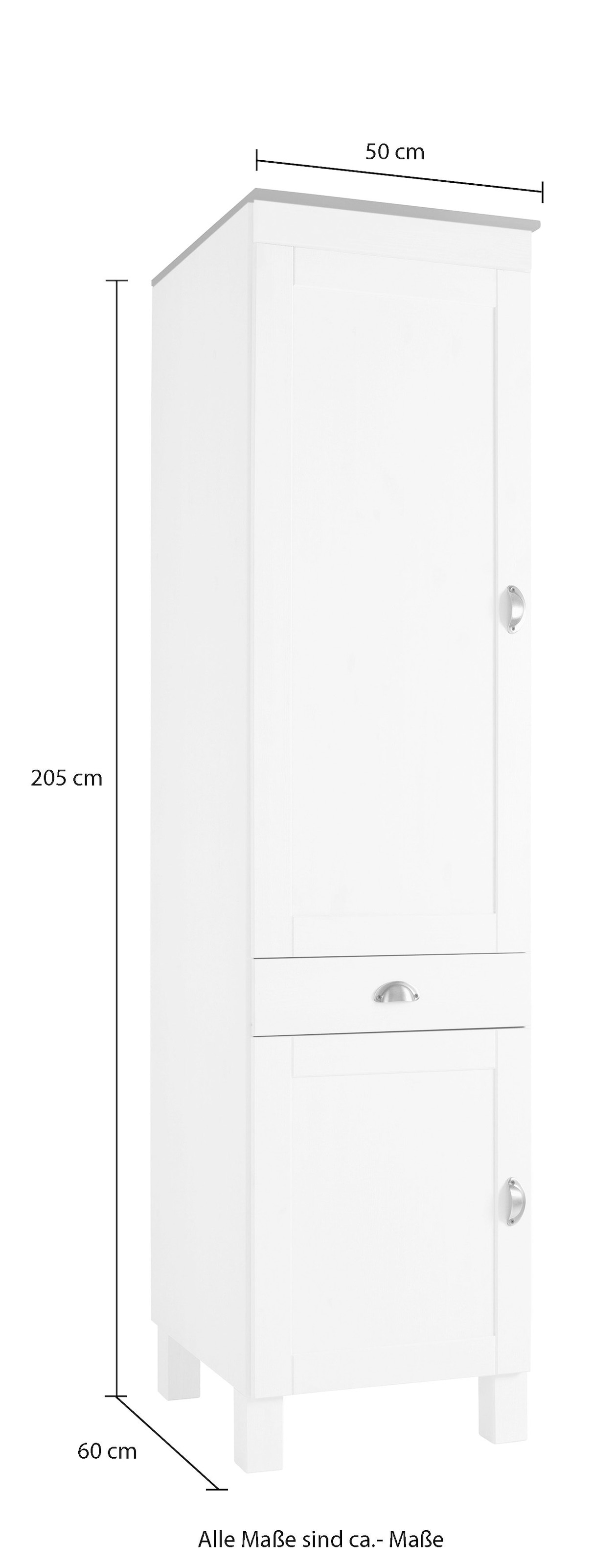 Home affaire Hochschrank »Oslo«, 50 cm breit, in 2 Tiefen, 2 Türen, 1 Schublade, aus massiver Kiefer