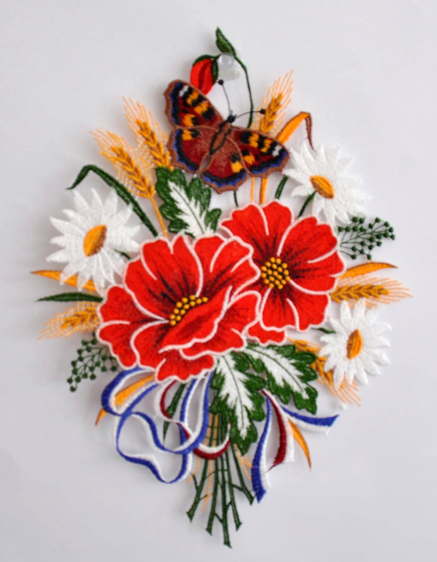 Image of Stickereien Plauen Fensterbild "Herbstblumenstrauss"