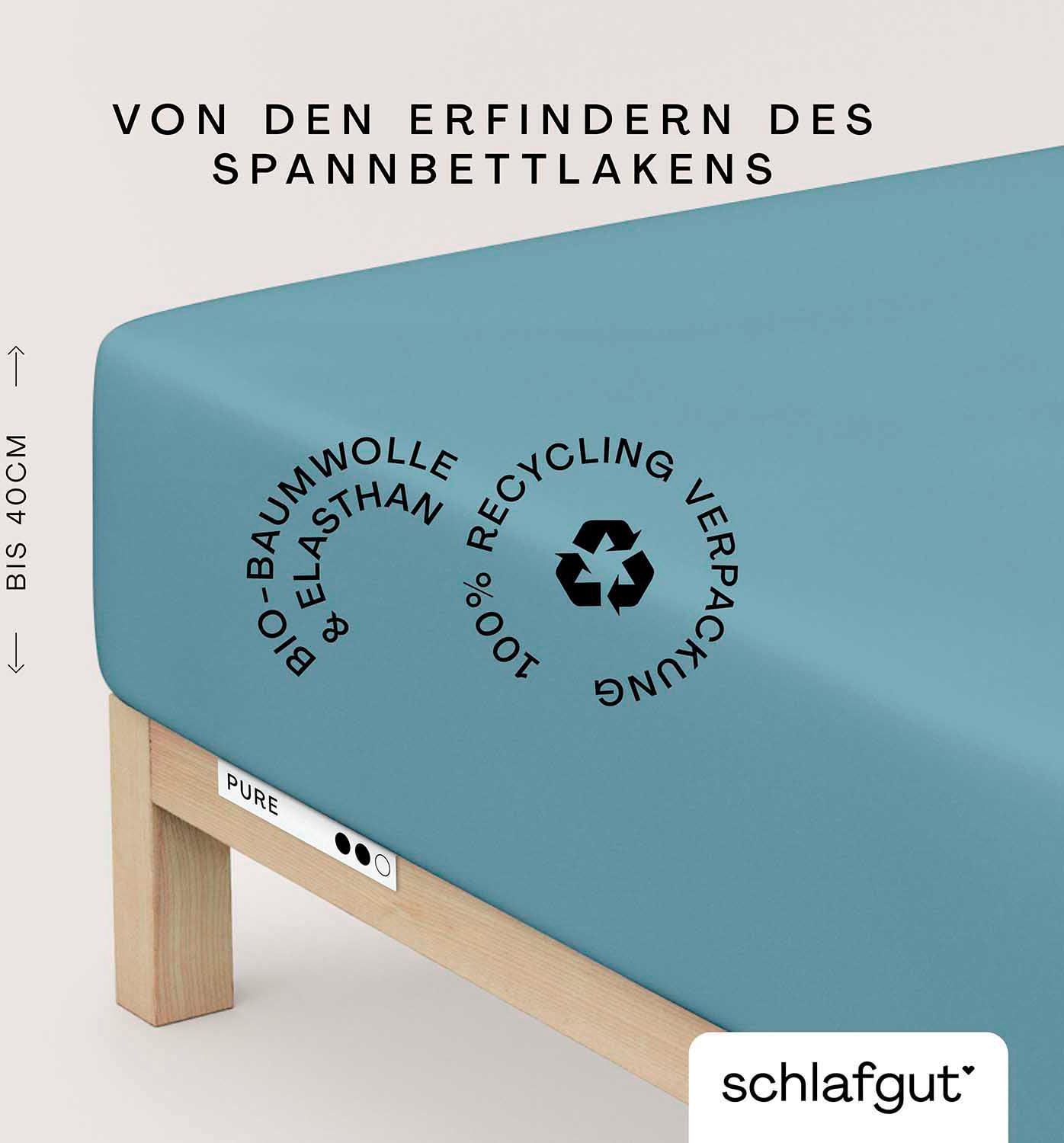 Schlafgut Spannbettlaken »PURE BOXSPRING in Gr. 90x200, 140x200 oder 180x200, für Boxspringbett«, aus Bio-Baumwolle, für Matratzen bis 40 cm Höhe, Bettlaken