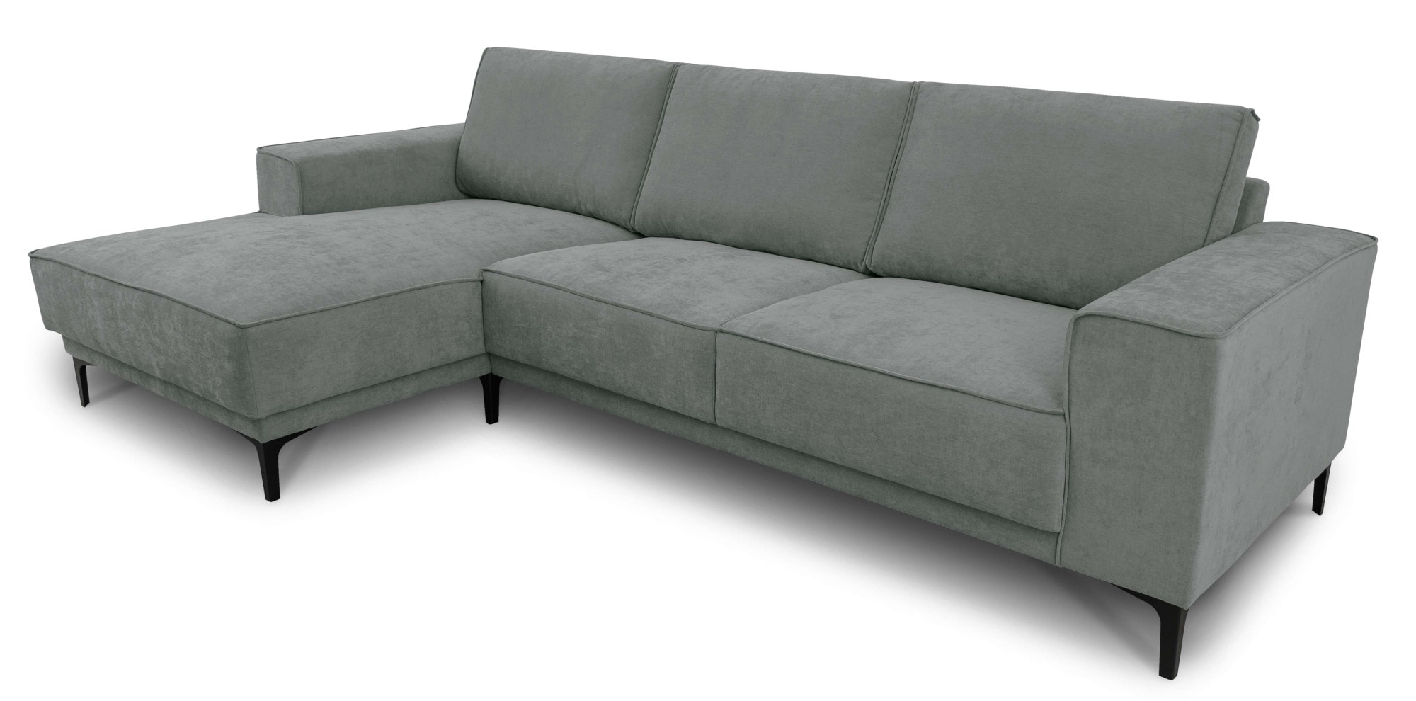 Places of Style Ecksofa »Polsterecke Oland, Struktur, Flachgewebe, Luxus-Microfaser, Boucle«, L-Form, 280 cm, Wellenunterfederung, Skandi-Design, Metallfüsse