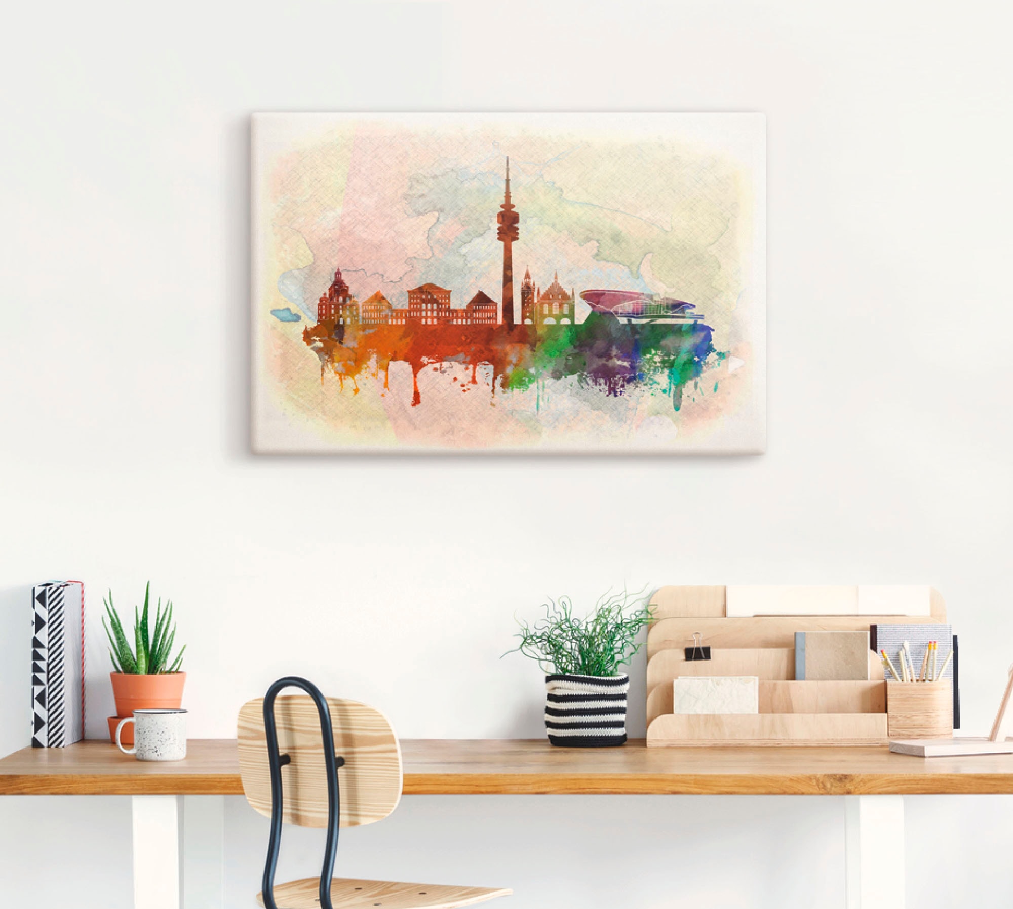 Artland Leinwandbild »München Deutschland Skyline«, Deutschland, (1 St.), auf Keilrahmen gespannt