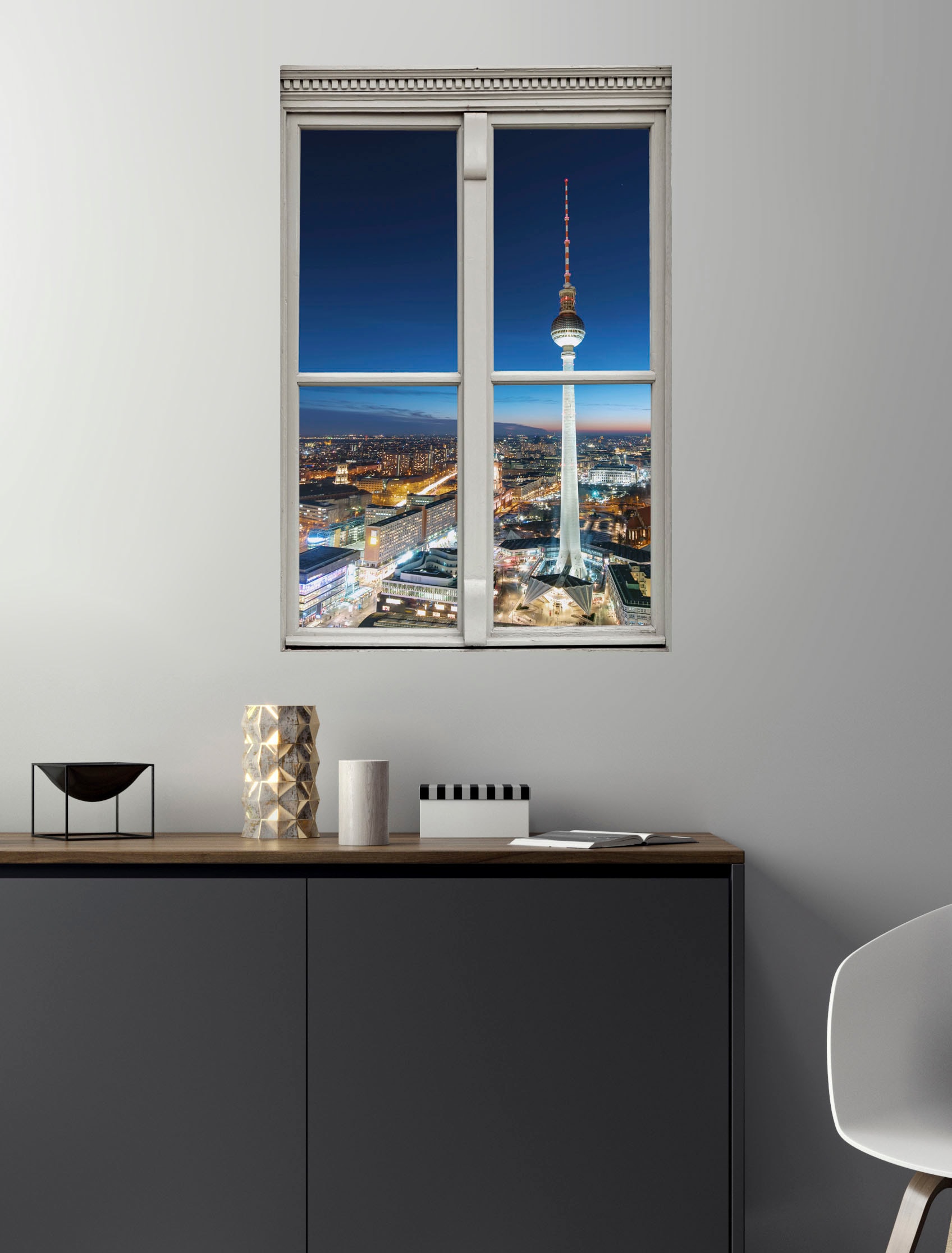 queence Wandsticker »Berlin«, Wandsticker, Wandbild, selbstklebend, 3D, Fenster