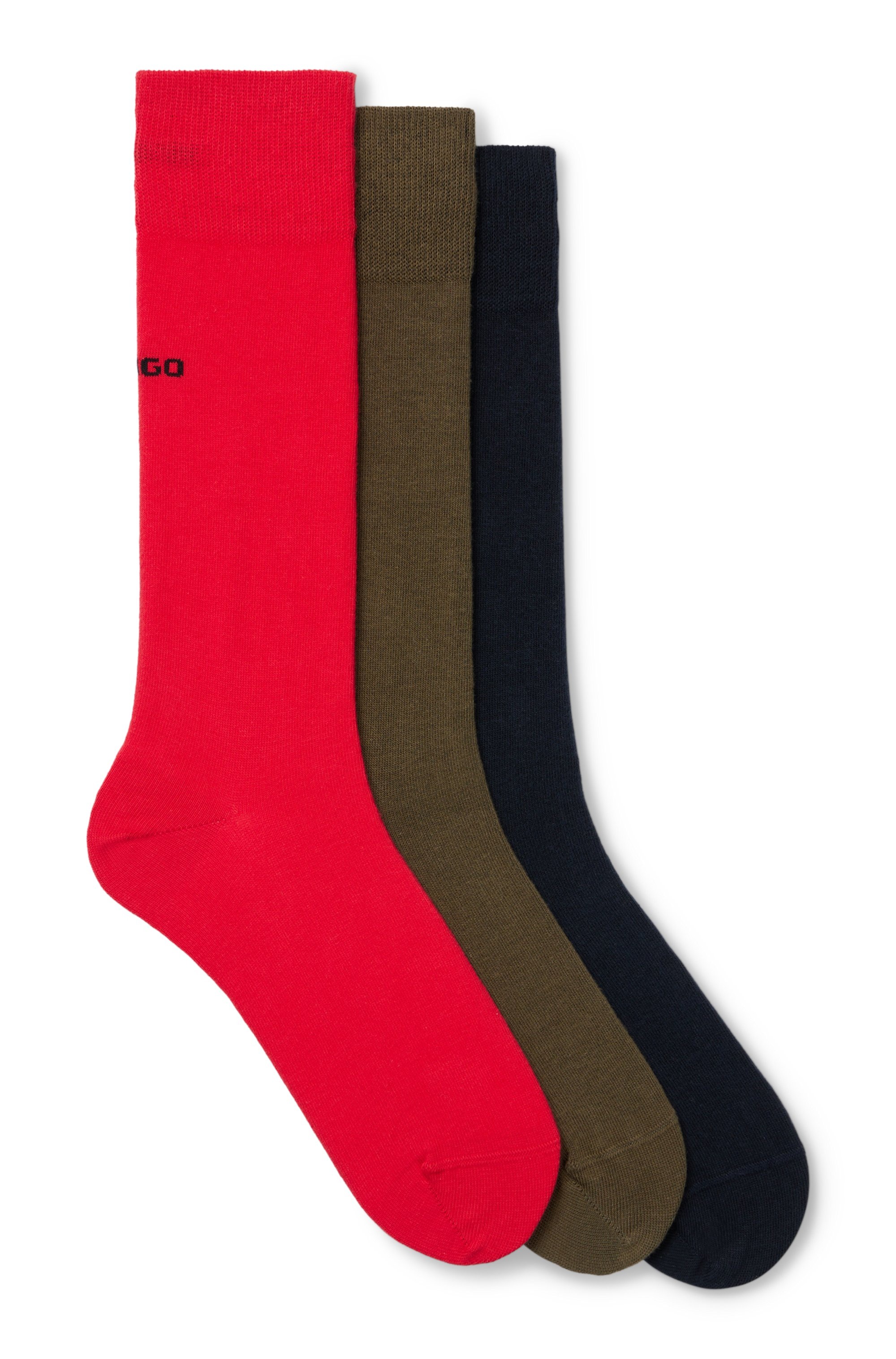 Image of HUGO Underwear Businesssocken "3P RS UNI CC" Packung, 3er Pack, 3 Paar tlg. mit kontrastfarbenen HUGO Logo-Schriftzug