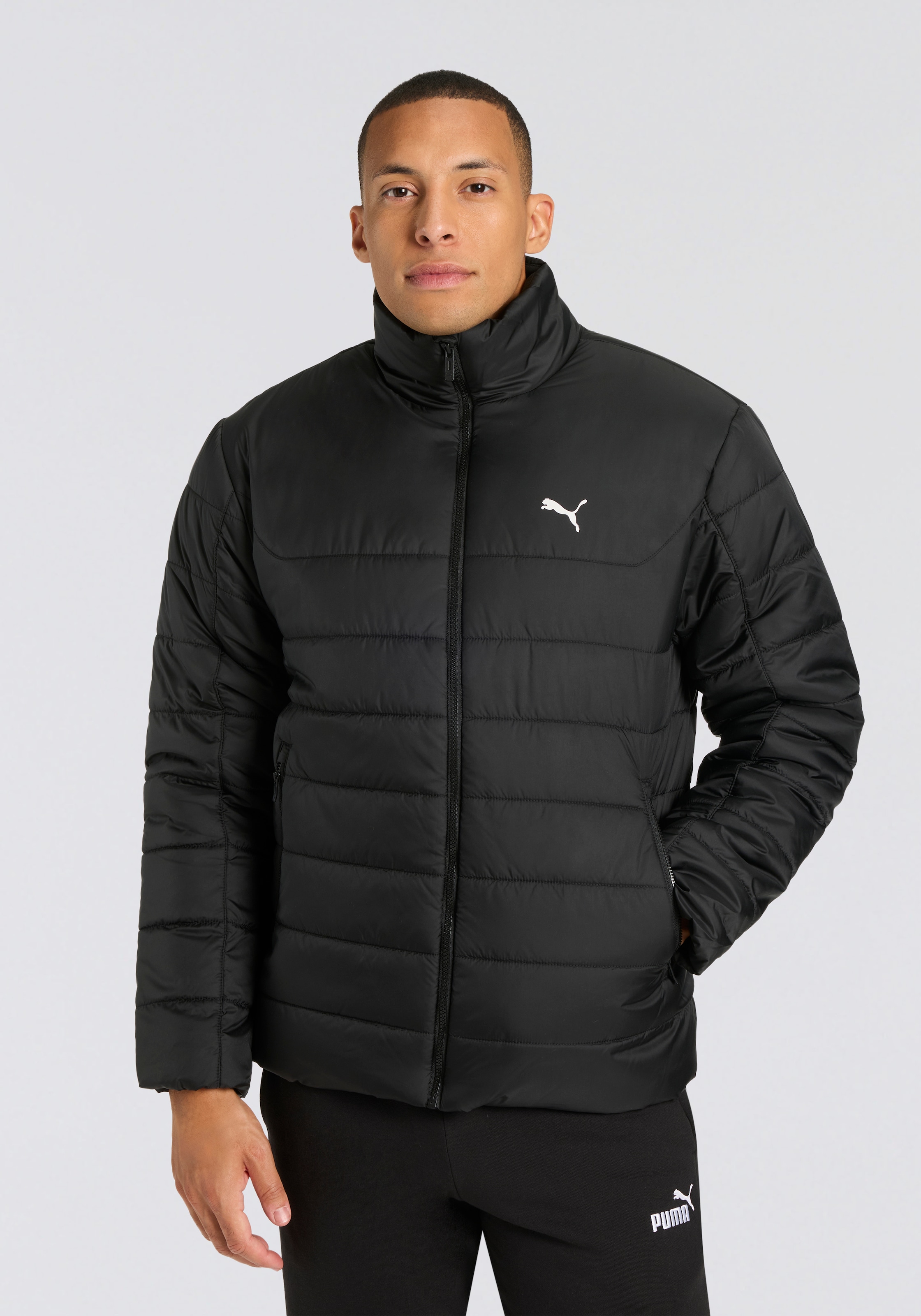 Image of PUMA Winterjacke "ESS PADDED JACKET" ohne Kapuze sportlicher Stil, mit Reissverschluss, mit Eingrifftaschen