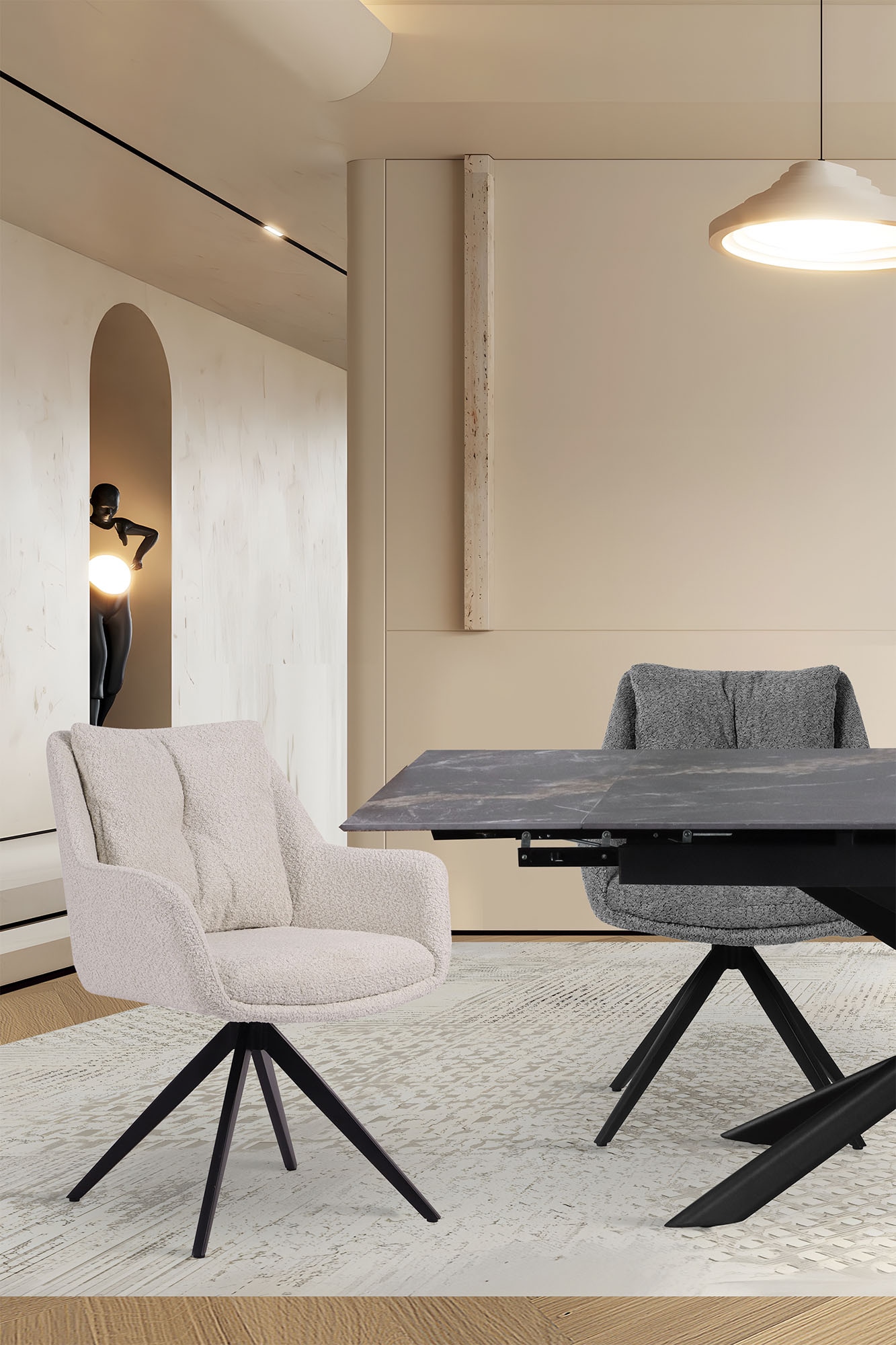 SIT Chaise avec accoudoirs »Bordeaux Bouclé Stoff mit 360° Drehfunktion & Metallgestel« () Fonction pivotante flexible & revêtement bouclé Öko-Tex pour le confort