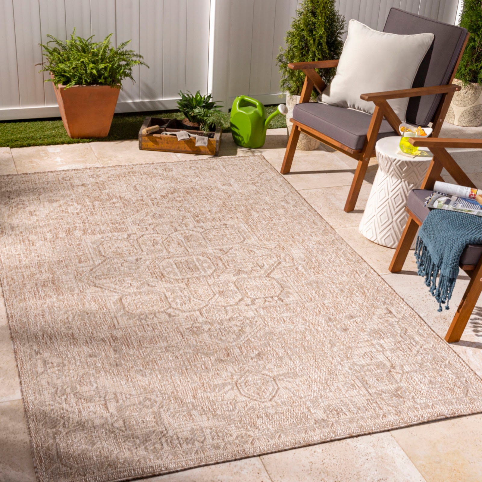 Surya Teppich »LEMARK«, rechteckig, Teppich In- /Outdoor Boho Jute-Optik, Balkon, Terrasse, Garten, Beige