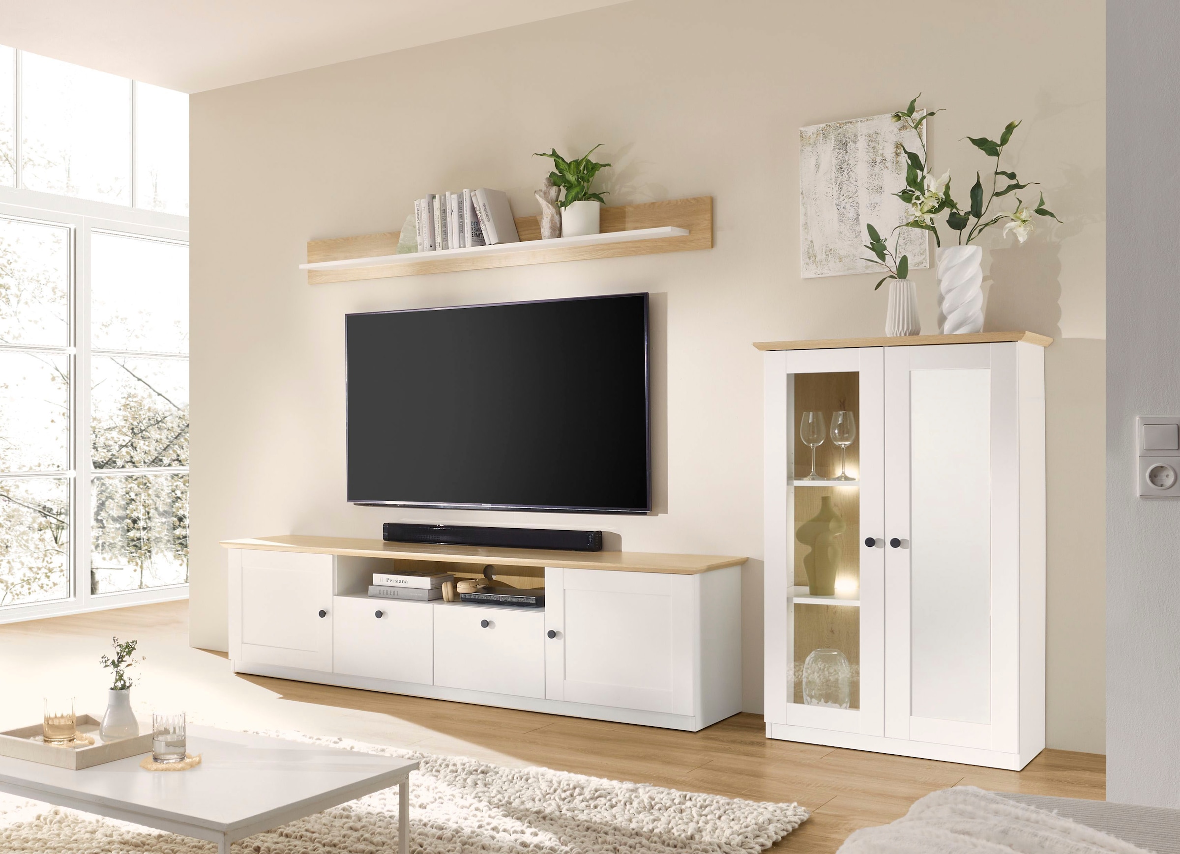 GOODproduct Wohnwand »Brest, Anbauwand im Landhausstil, Komplettset, Wohnzimmer-Set« Set, 3 Stk. tlg.