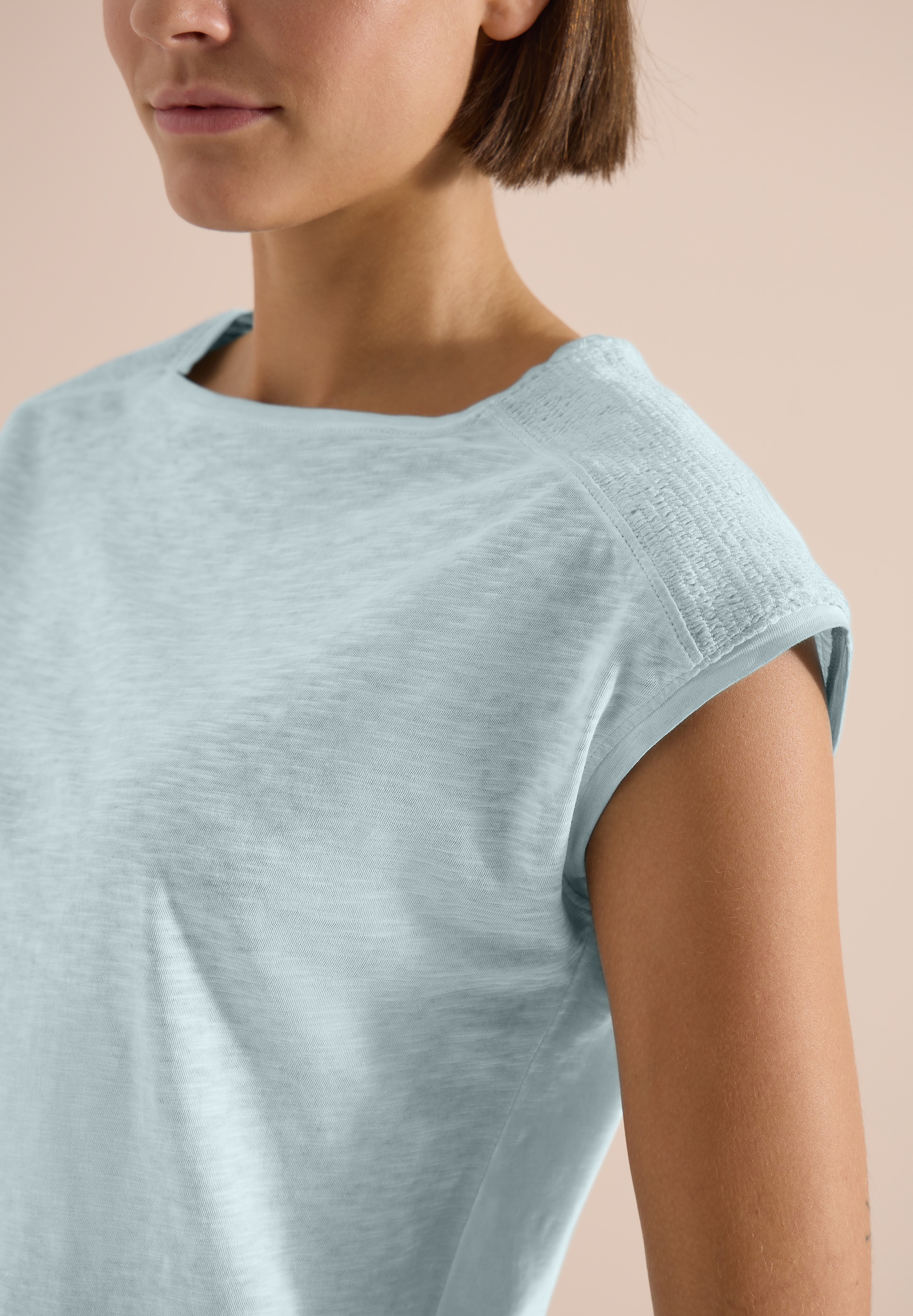 Image of Cecil T-Shirt U-Boot-Ausschnitt, Garment-Dye Optik