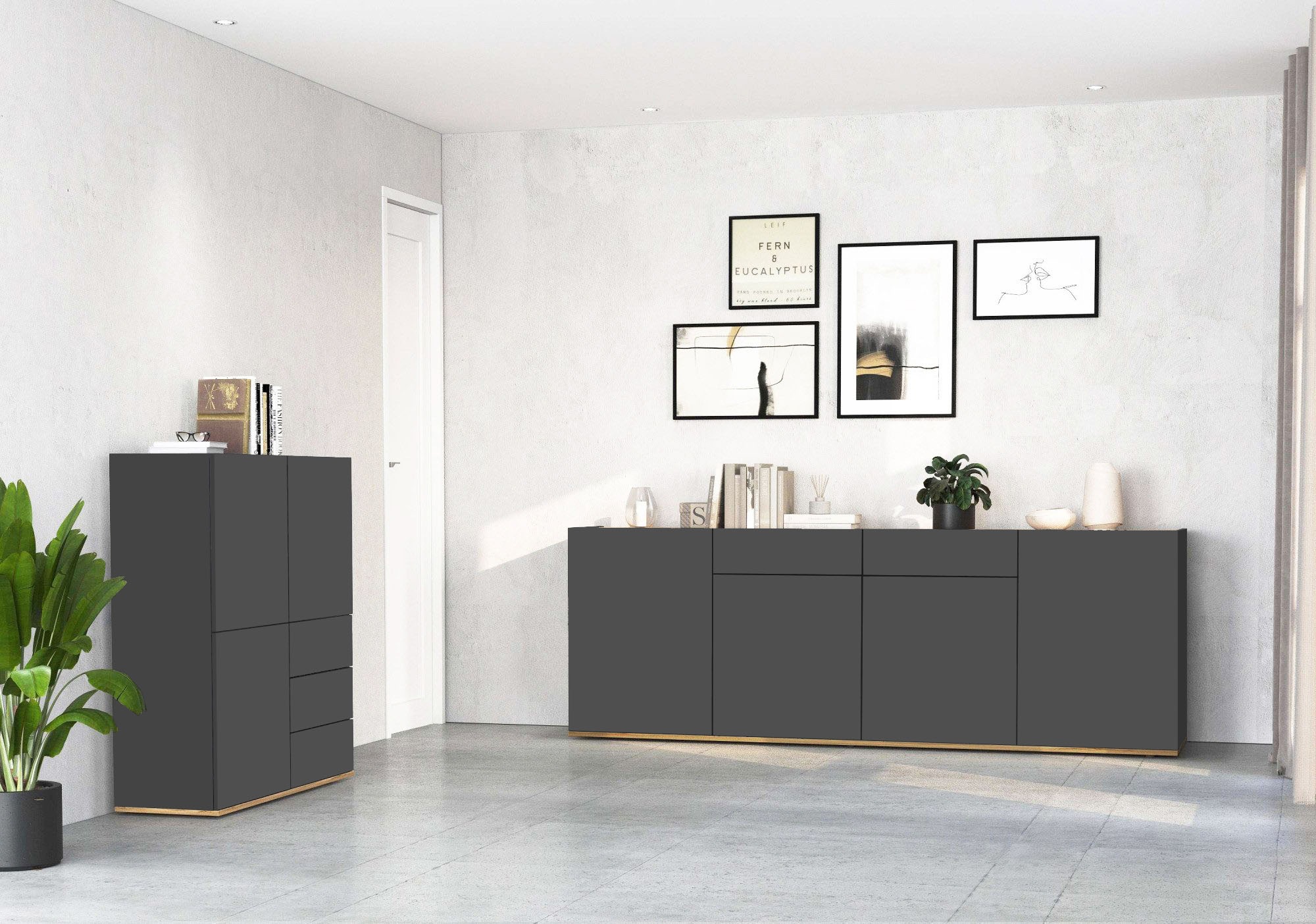 INOSIGN Sideboard »GARDA Sideboard,Kommode, Schrank, Kredenz Grifflos mit Push to Open«, (1 St.), 4 Türen, 2 Schubladen, grifflos Breite 200 cm