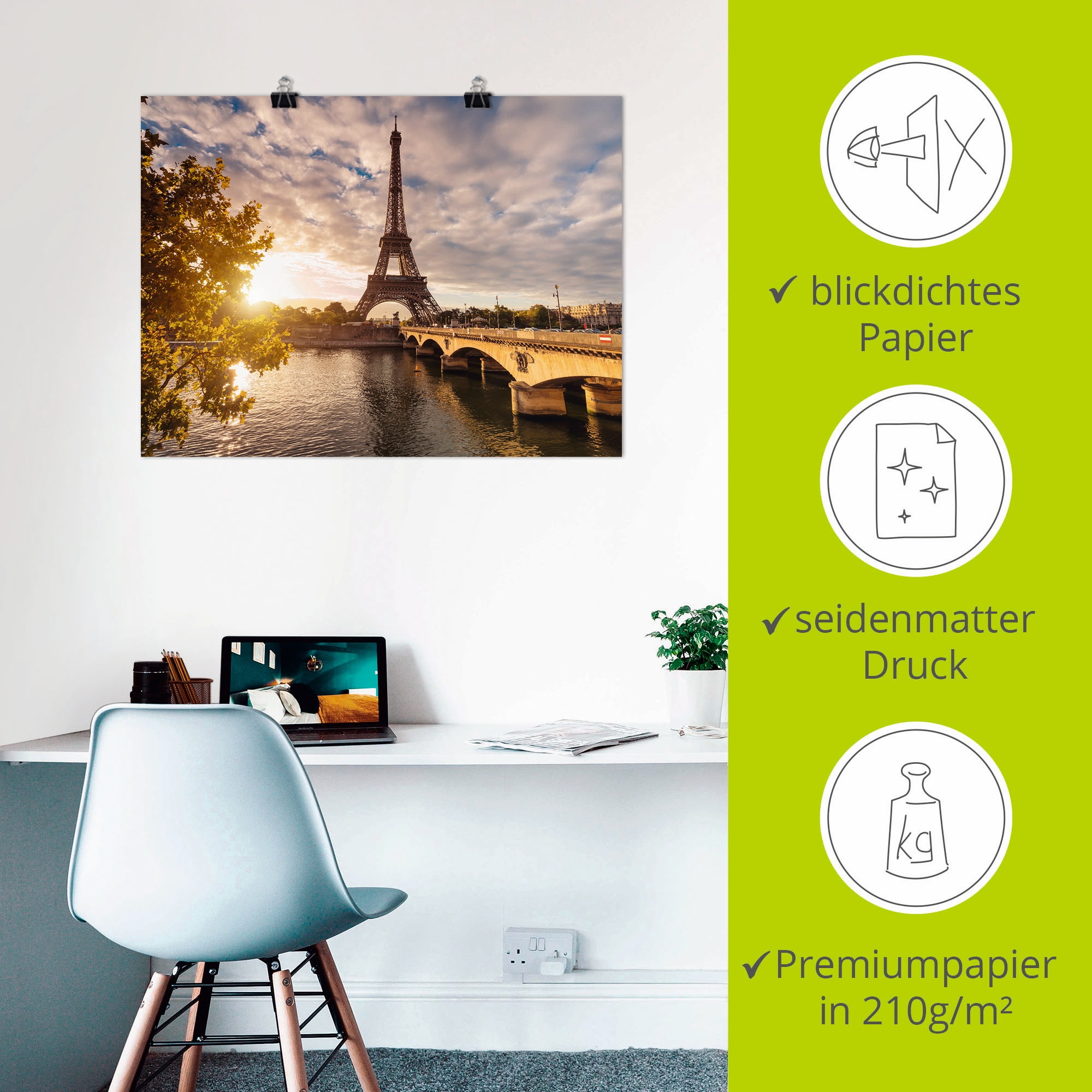 Artland Fresque murale »Paris Eiffelturm II« 1 cuis tlg. als Leinwandbild, Poster in verschied. Grössen