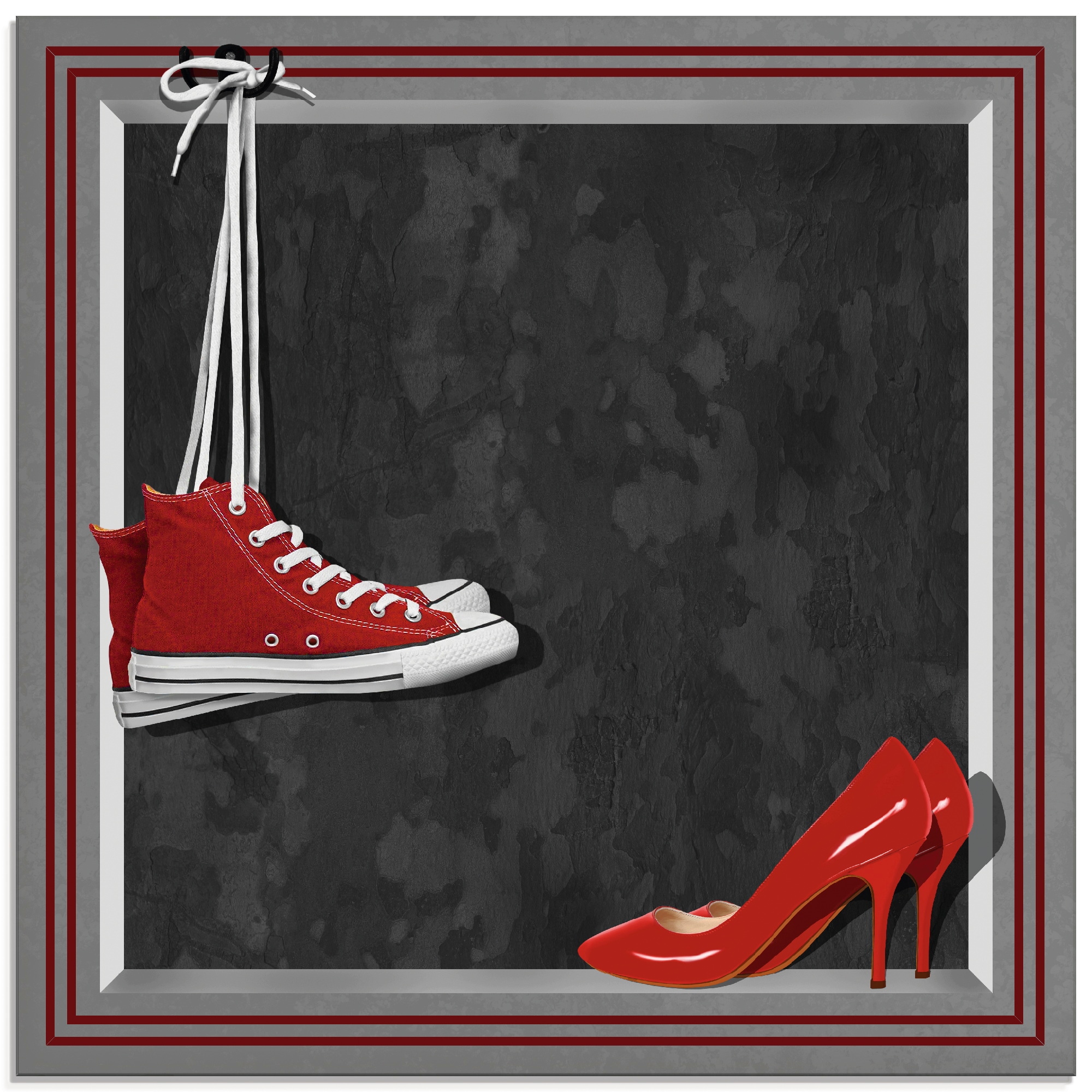 Glasbild »Die roten Schuhe«, Mode, (1 St.), in verschiedenen Grössen