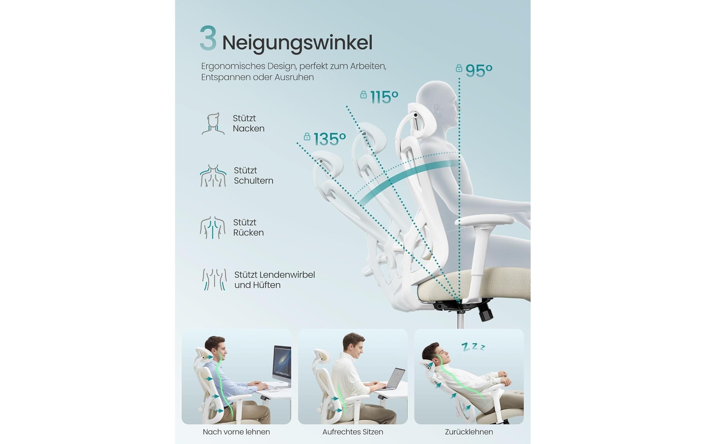 SONGMICS Chaise de bureau »mit verstellbarer Lendenstütze und Kopfstütze« ()