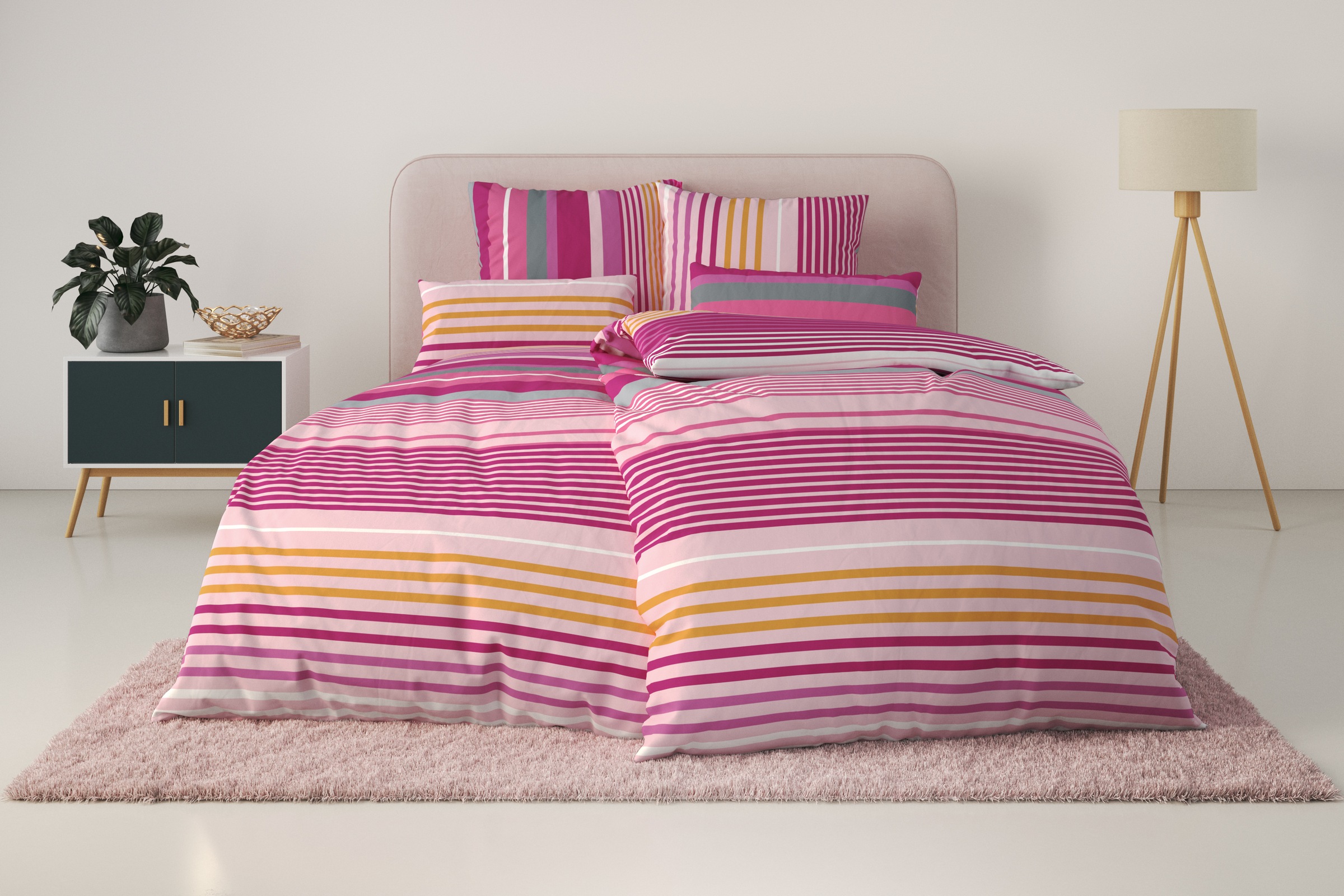 Image of GOODproduct Bettwäsche "Elvea" 2 Stk. in Gr. 135x200 oder 155x220 cm, 100% Baumwolle, Streifen