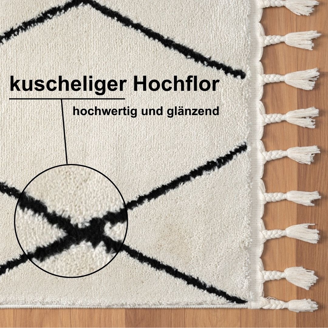 Myflair Möbel & Accessoires Hochflor-Teppich »Moroccan Diamond«, rechteckig, 24 mm Höhe, modern, marokkanisches Design, Rauten Muster, weich durch Hochflor