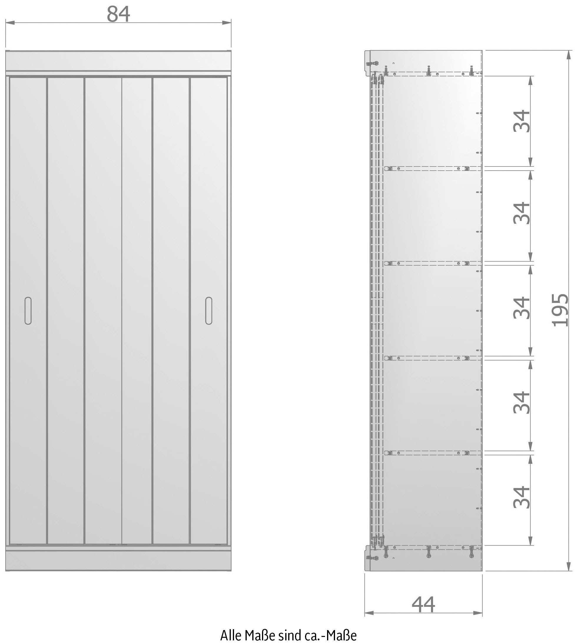 WOOOD Armoire vestiaire »Row FSC®-Kiefernholz gebürstet mit Schiebetüren H 195 x B 85 x T 44 cm« capacité de charge 15 kg par tablette, combinable côte à côte, facile d'entretien