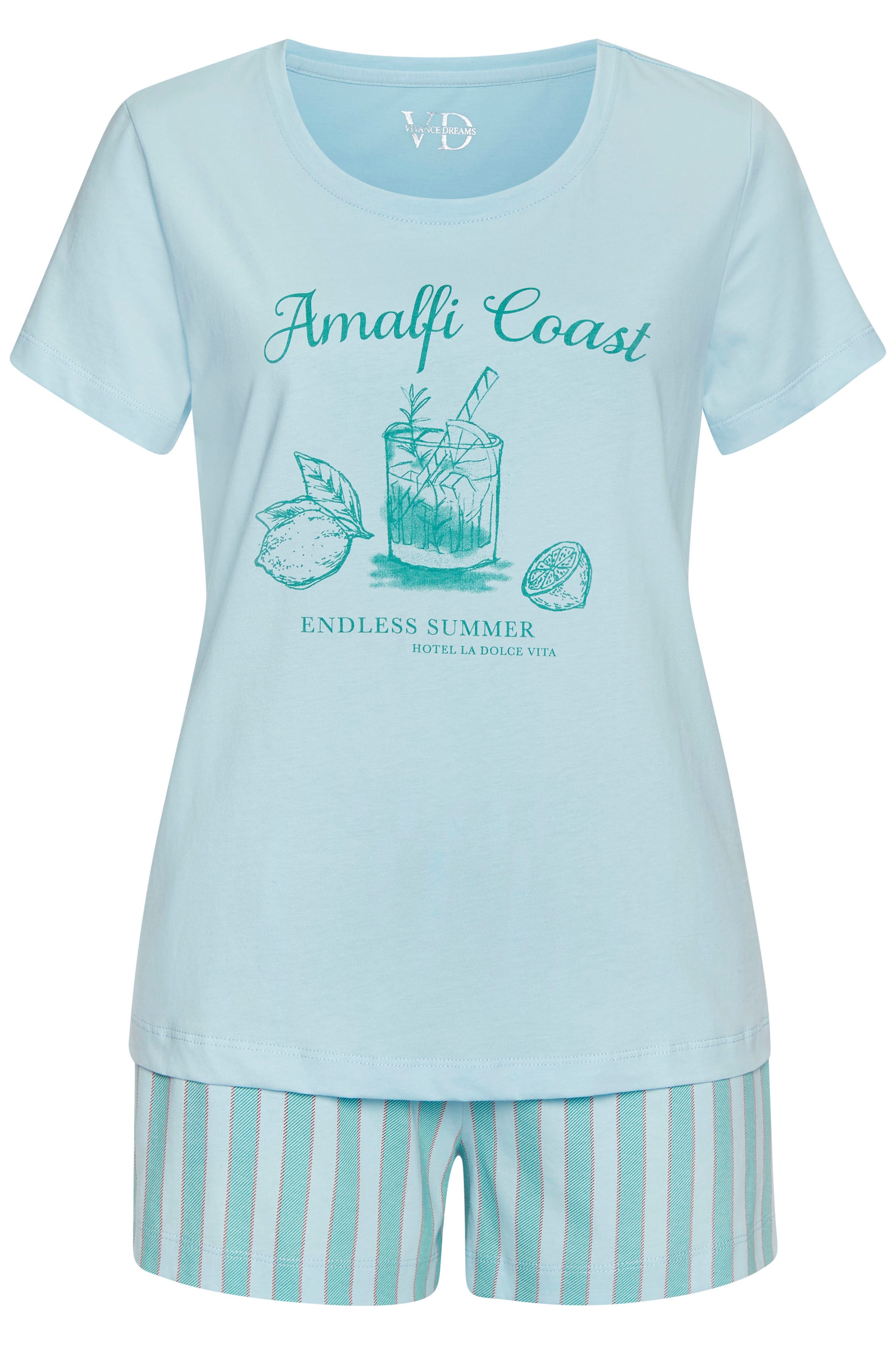 Vivance Dreams Shorty Set, 2 cuis tlg., mit zartem Streifenmuster