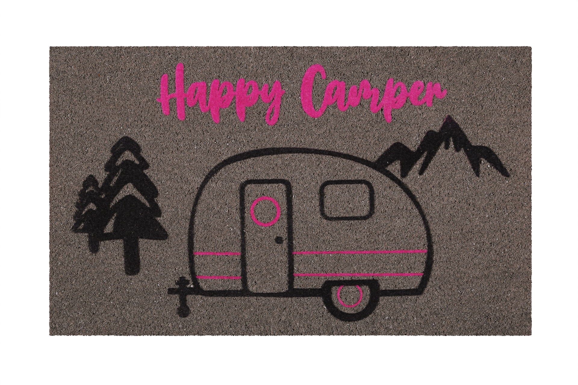Image of Wecon home Fussmatte "Happy Camper" rechteckig 18 mm Höhe rutschfest, robust, innen, Aussenbereiche überdacht, schwer