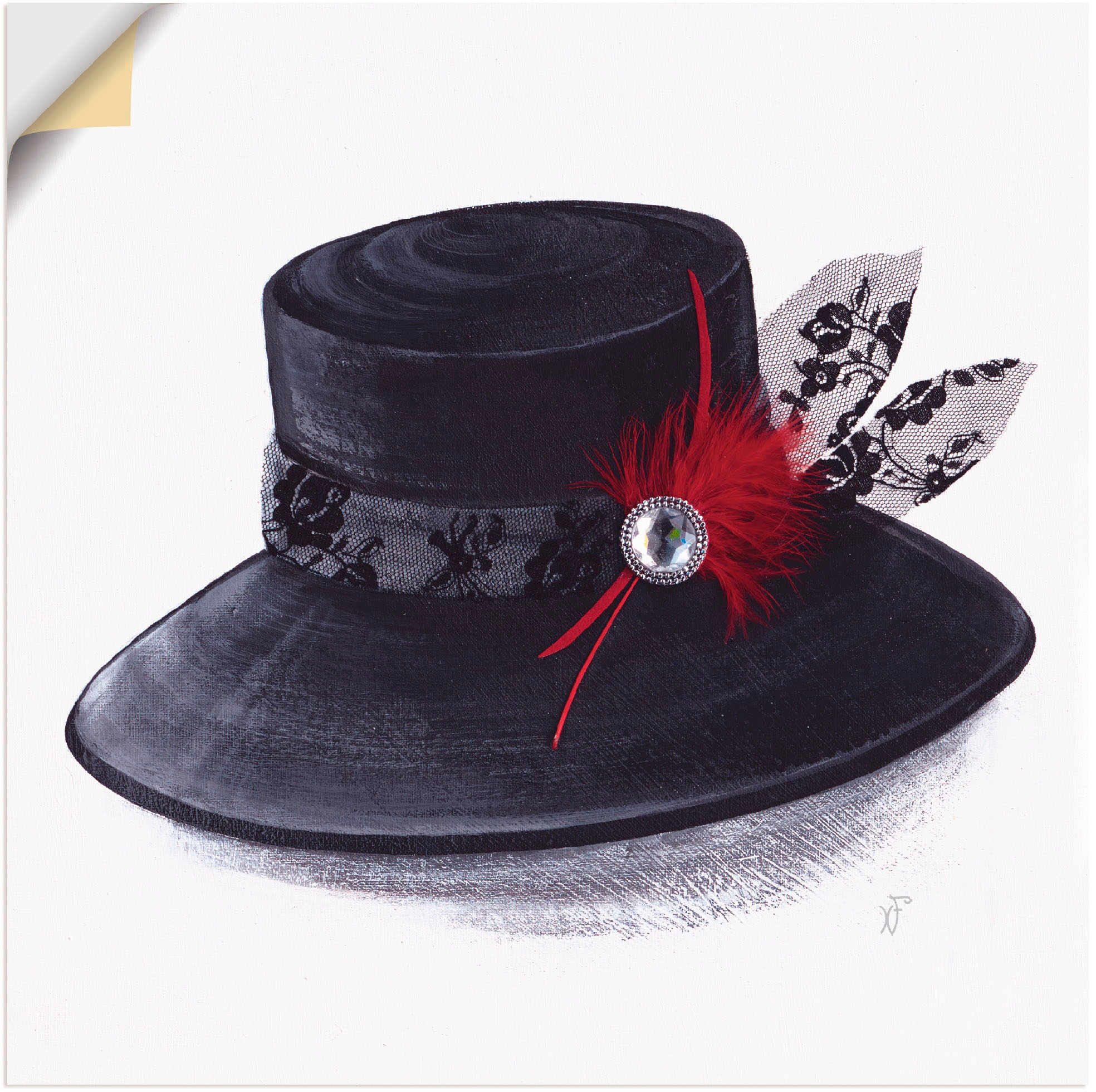 Image of Artland Wandbild »Hut mit Diamant«, Mode, (1 St.), in vielen Grössen & Produktarten - Alubild / Outdoorbild für den Aussenbereich, Leinwandbild, Poster, Wandaufkleber / Wandtattoo auch für Badezimmer geeignet bei Ackermann Versand Schweiz