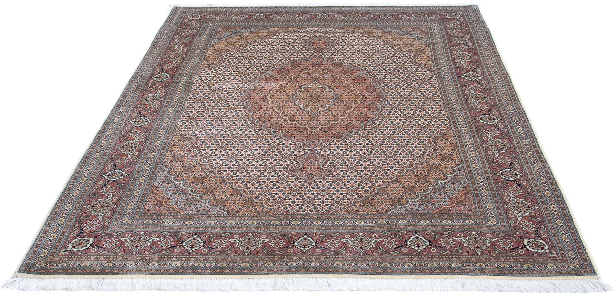 Image of morgenland Orientteppich »Perser - Täbriz - 195 x 151 cm - hellbraun«, rechteckig, 10 mm Höhe, Wohnzimmer, Handgeknüpft, Einzelstück mit Zertifikat bei Ackermann Versand Schweiz