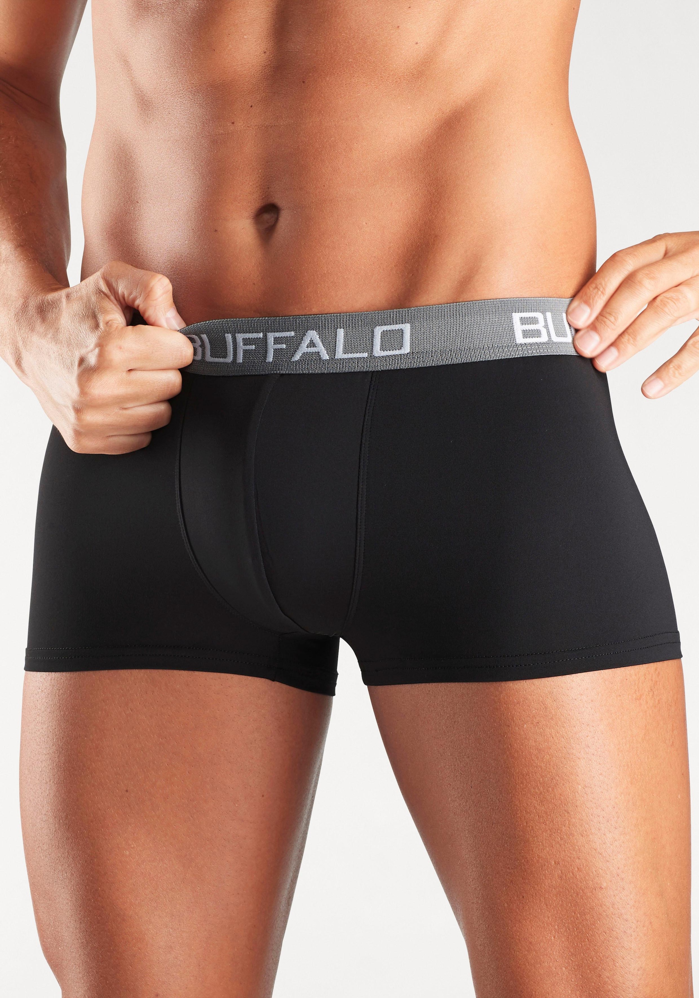 Buffalo Hipster, (Packung, 4 St.), Boxershorts mit Kontrastbund aus Baumwollmischung