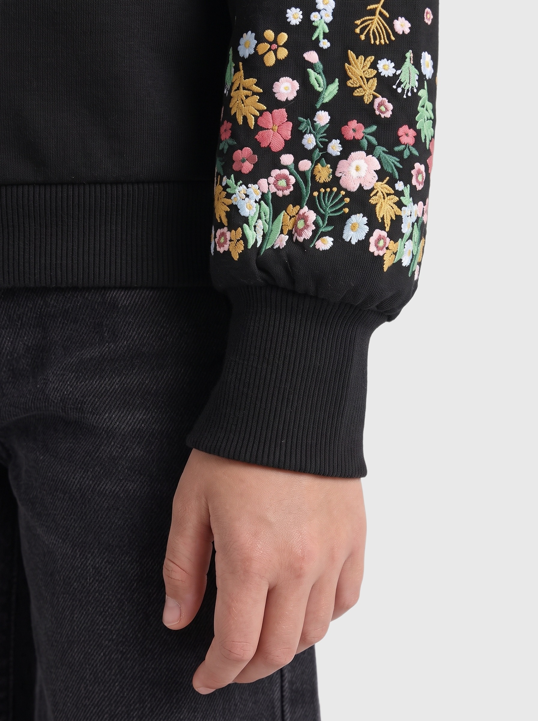 KIDS ONLY Sweat-shirt »KOGBROOKE L/S O-NECK FLOWER SWT NOOS«, mélange coton, coupe régulière
