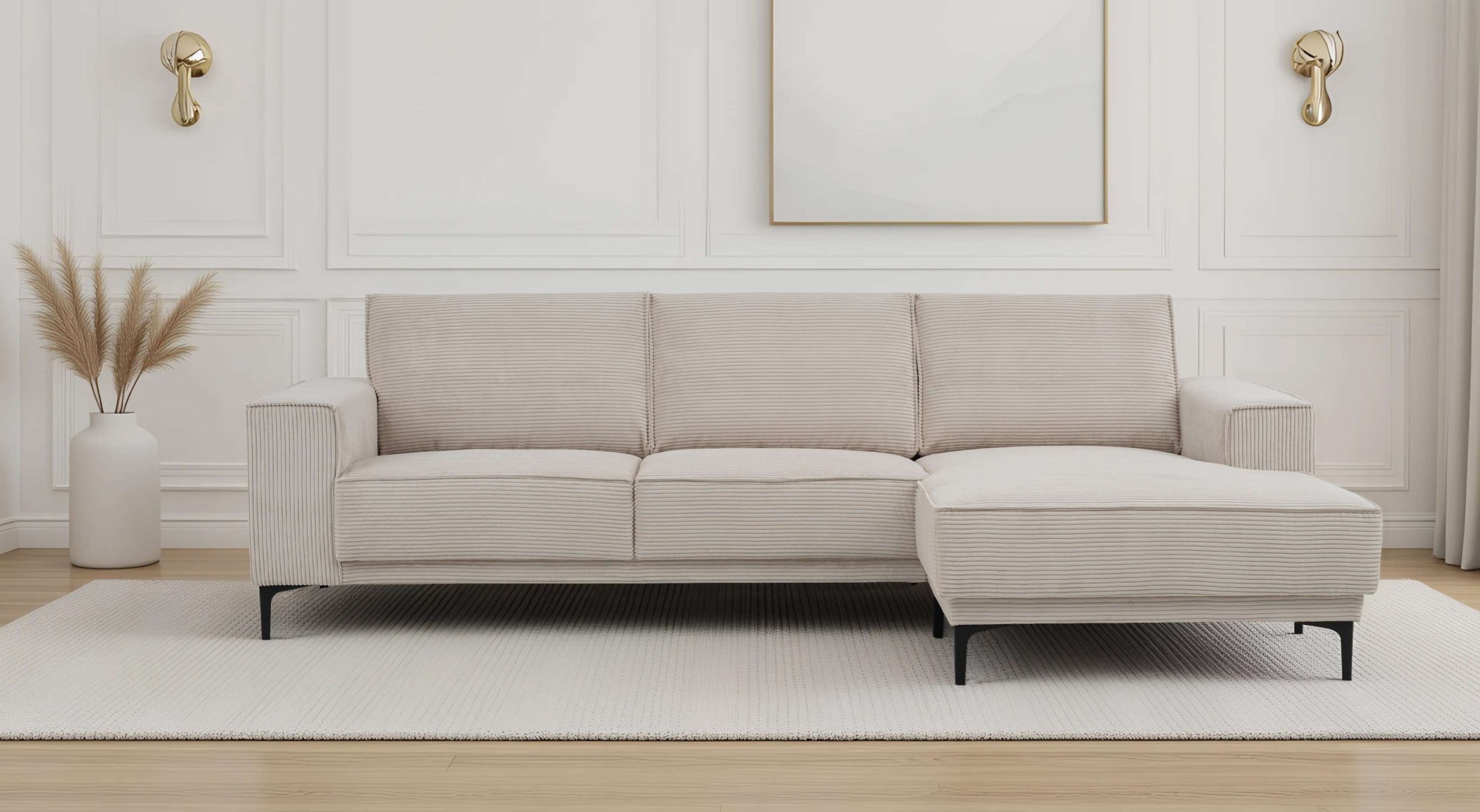 Image of GOODproduct Ecksofa "Polsterecke Oland, Struktur, Flachgewebe, Luxus-Microfaser, Boucle" L-Form, 280 cm, Wellenunterfederung, Skandi-Design, Metallfüsse