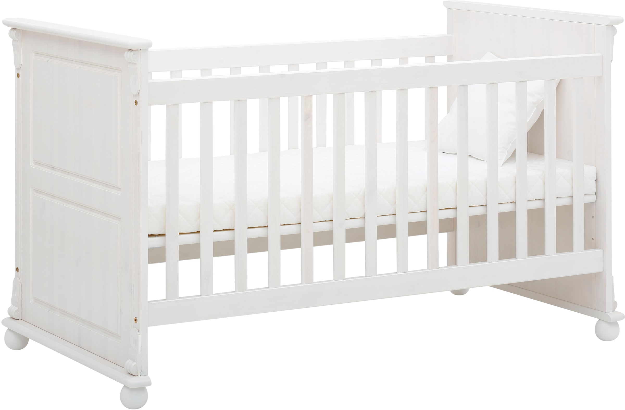 Lüttenhütt Babyzimmer-Komplettset »"Aimo", Landhausstil, stabile Qualität, edles Design, Messinggriffe«, (Set, 3 St., Kinderbett, Schrank, Wickelkommode), aus Massivholz; FSC®-Holz aus gewissenhaft bewirtschafteten Wäldern