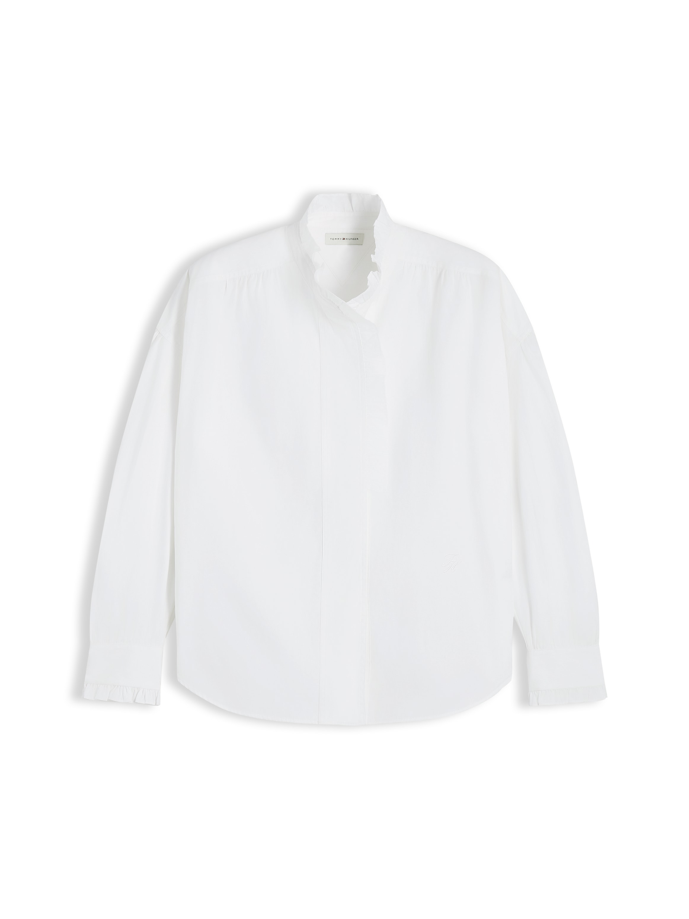 Tommy Hilfiger Langarmbluse »POPLIN BLOUSE WITH RUFFLES« Baumwolle, mit Rüschen Detail