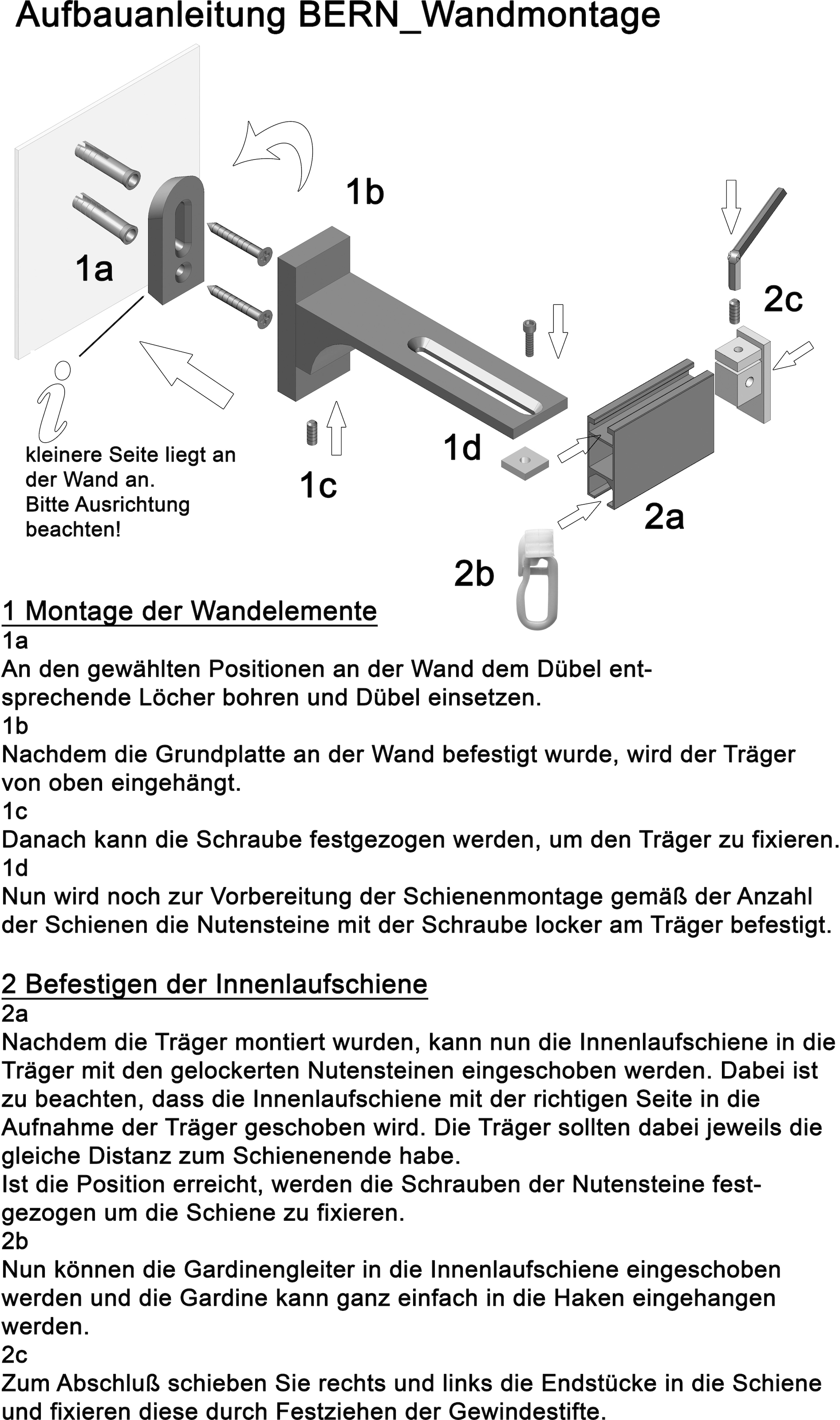 indeko Gardinenstange »Bern«, 1 läufig-läufig, Wunschmasslänge, Innenlauf Komplett-Set inkl. Gleitern und Montagematerial