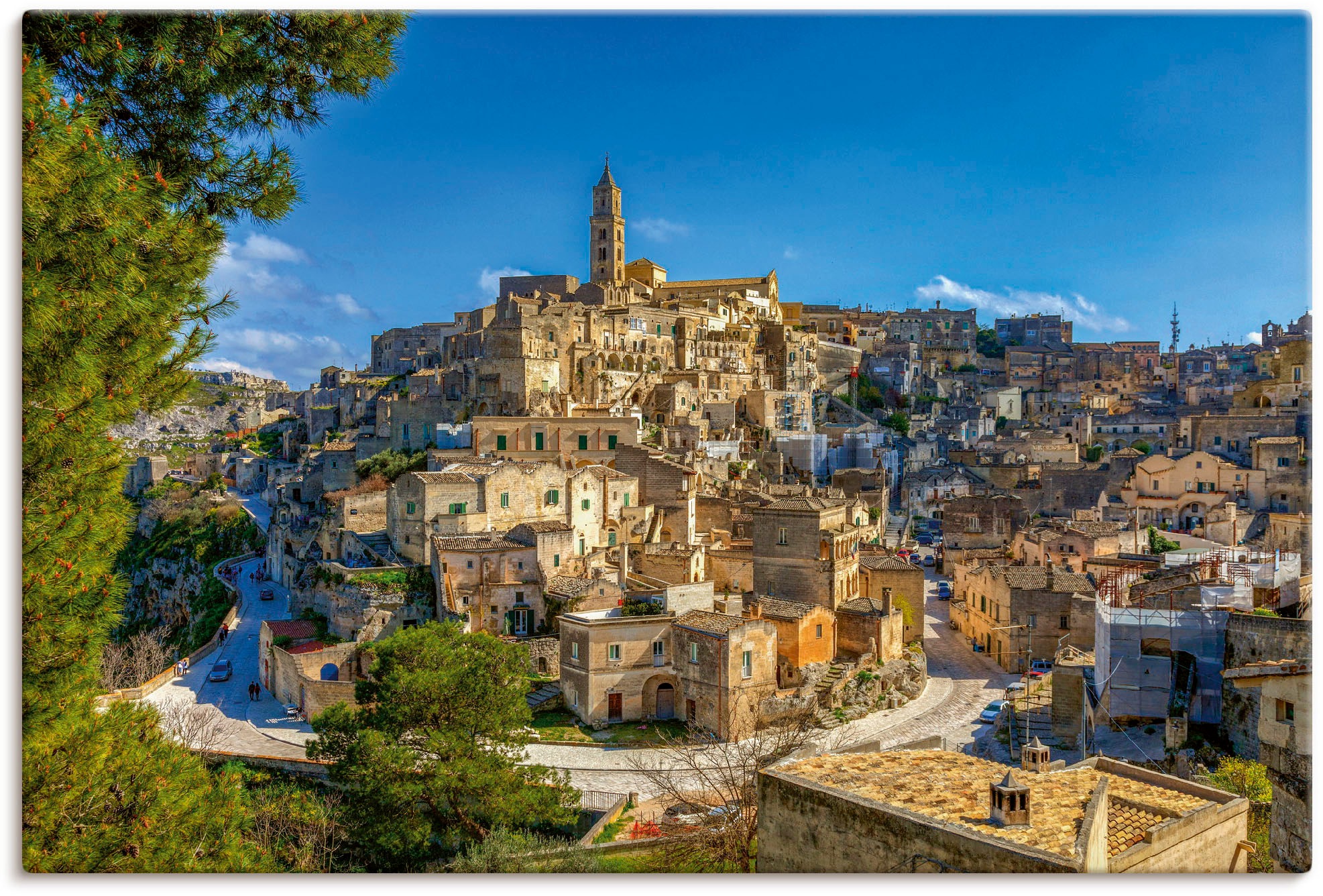 Image of Artland Leinwandbild "Historische Altstadt von Matera Italien" Italien 1 Stk. tlg. auf Holzrahmen gespannt