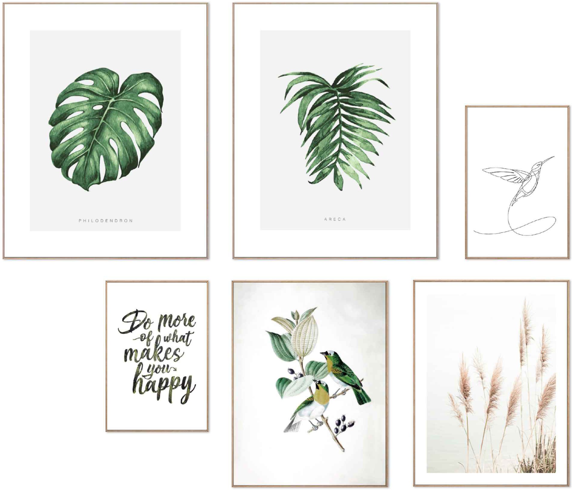 Image of Reinders! Wandbild »Wandbilder Set Happy Nature Botanisch - Pflanz - Vogel - Text - Natur«, Natur, (6 St.) bei Ackermann Versand Schweiz