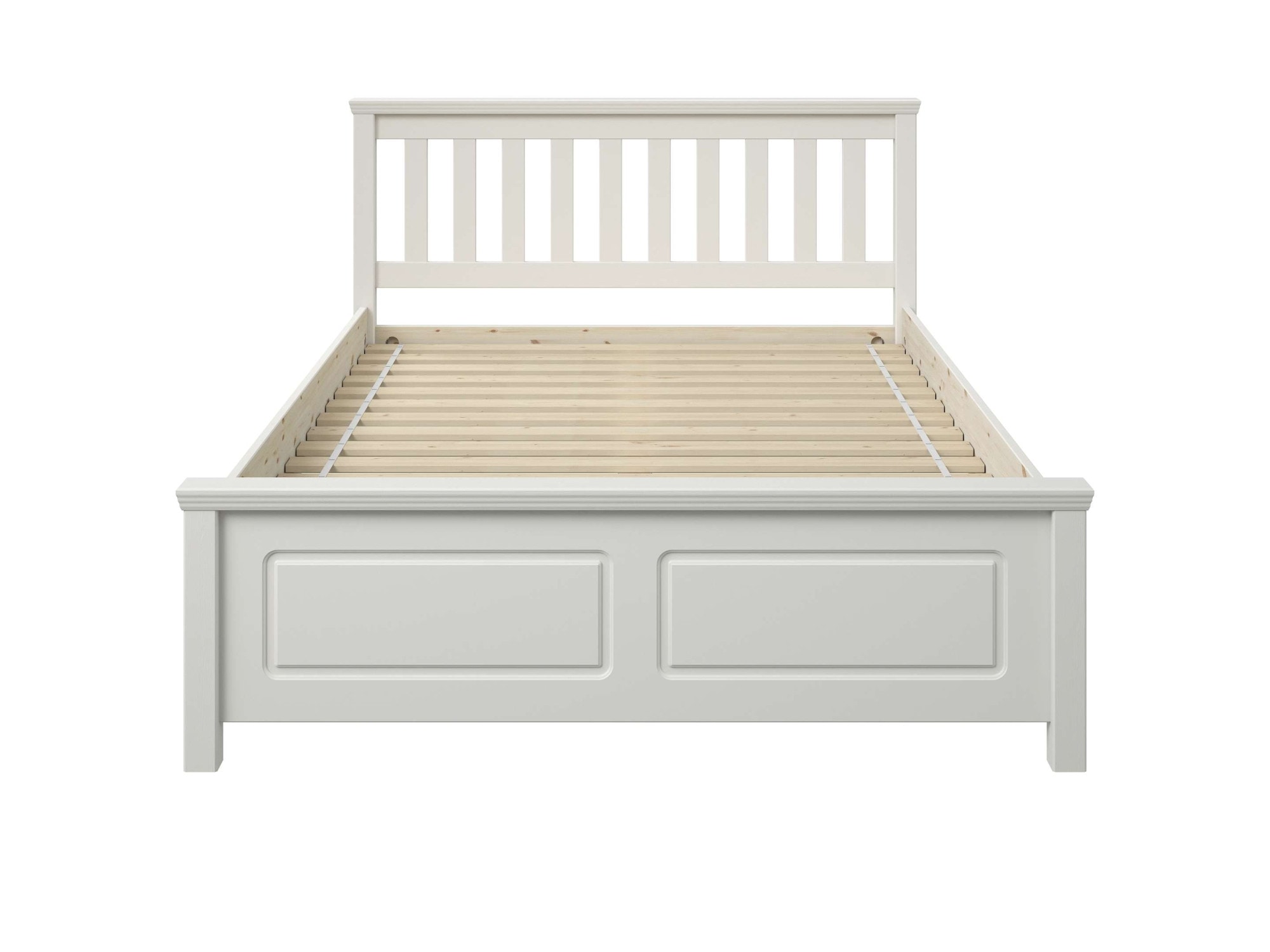 GOODproduct Bett »Fredegard, skandinavischer Stil, vielseitig kombinierbar, 2 Breiten« 180er oder 140er Breite,  teilmassiv, Sprossen am Kopfteil, mit Lattenrost, Kassettenoptik