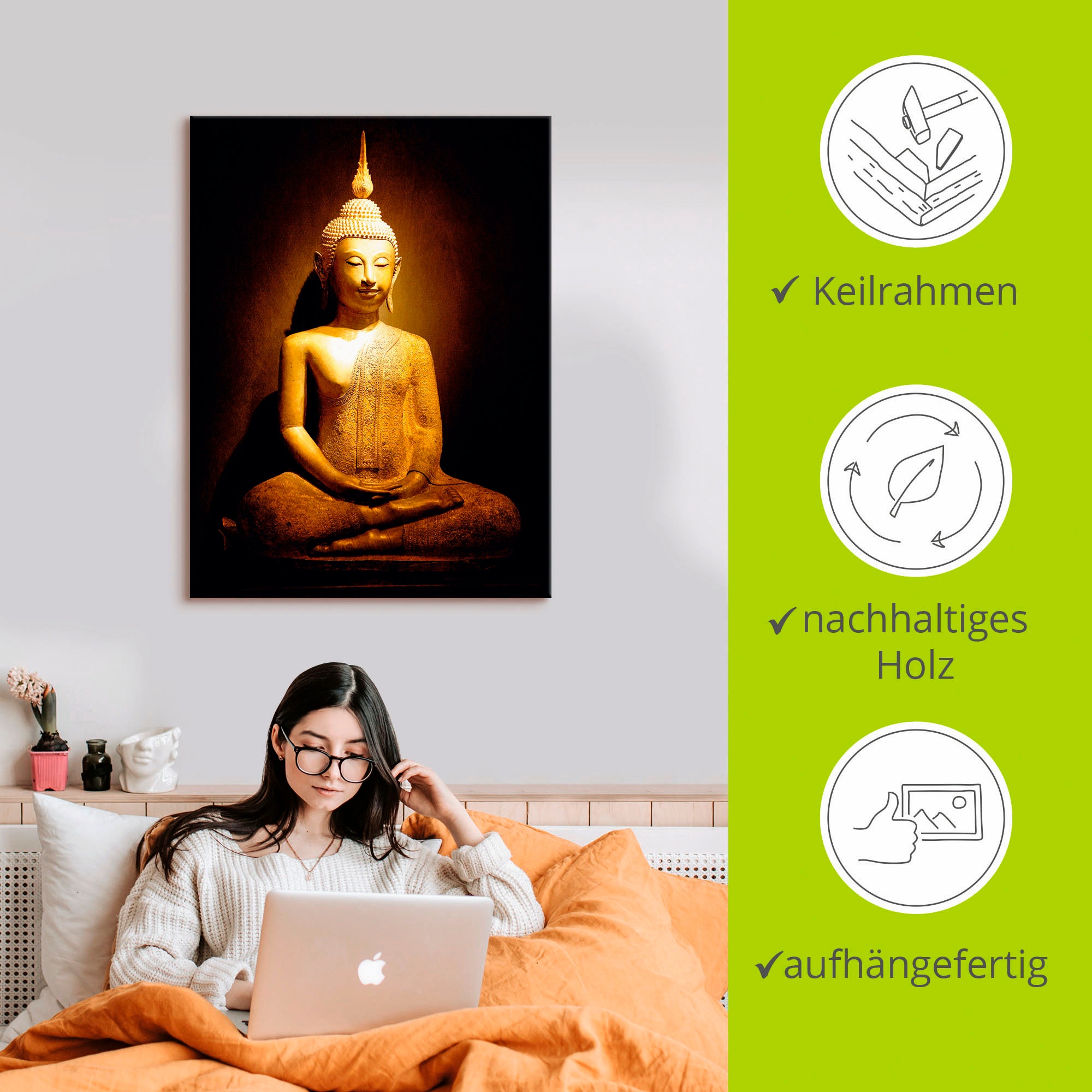 Artland Leinwandbild »Erleuchtet« Religion 1 Stk. tlg. auf Holzrahmen gespannt